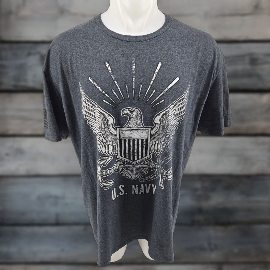 Vintage BattleSpace 7.62 Design US Navy Men's T Shirt Gray 2XL Short Sleeve Crew Neck Cotton Logo Military Patriotic USA/Grey Size US XXL / EU 58 / 5 - 1 Thumbnail