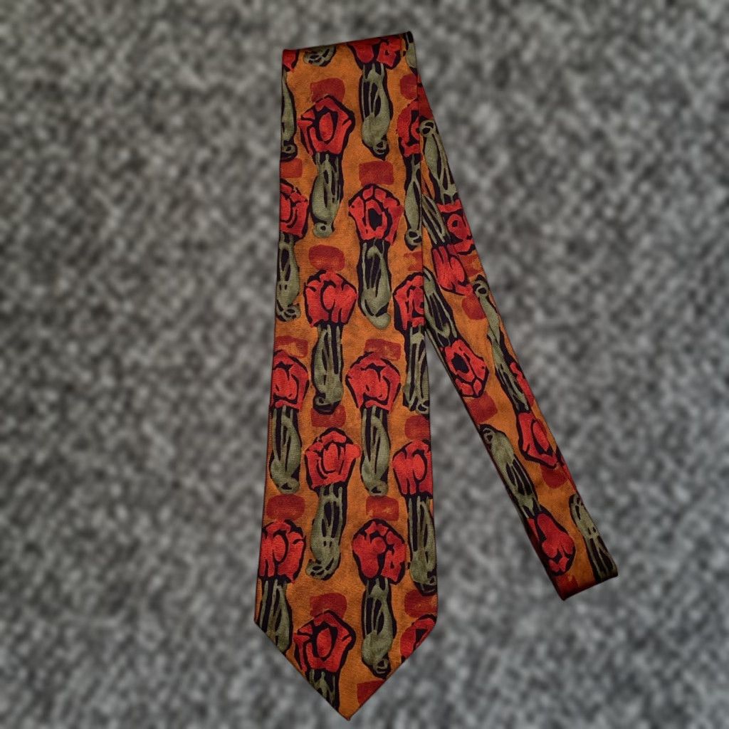 Banana Republic VINTAGE Banana Republic Tie Men Silk Brown Floral Italy Rose Short One Size Classic Pointed Adjustable Abstract Pattern Brown Silk Tie Size ONE SIZE - 1 Thumbnail