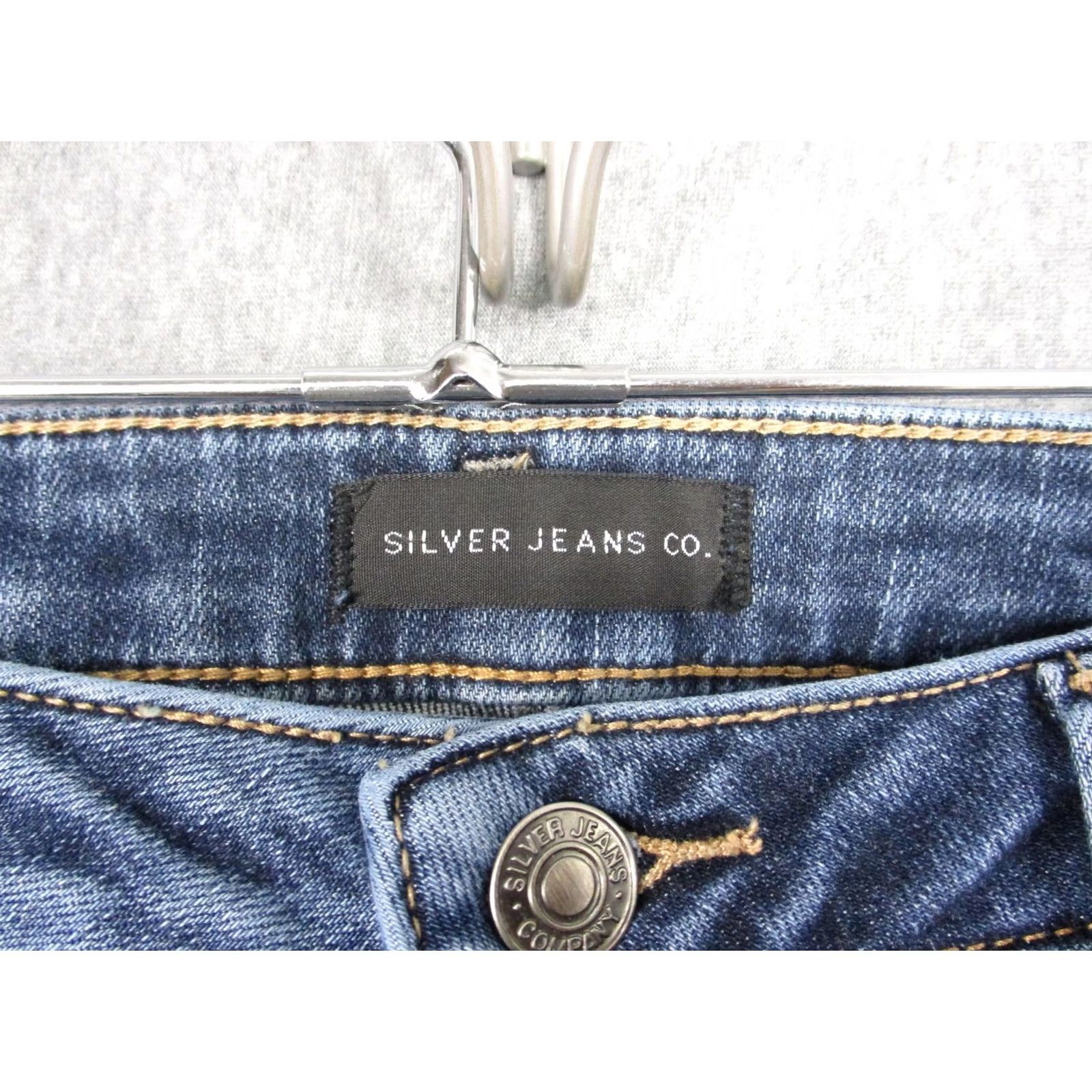 Silver Jeans Co. Silver Jeans Co High Note Flare Jeans Womens W32/L33 Blue Medium Wash Denim Flared Pockets Stretch 5-Pocket Zip Fly Button Womens Jeans Size 24" / US 00 / IT 34 - 3 Thumbnail