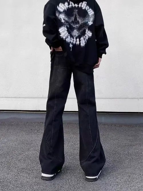 VIBE High Street Vintage Washed Spliced Micro Flare Jeans Size US 34 / EU 50 - 5 Thumbnail