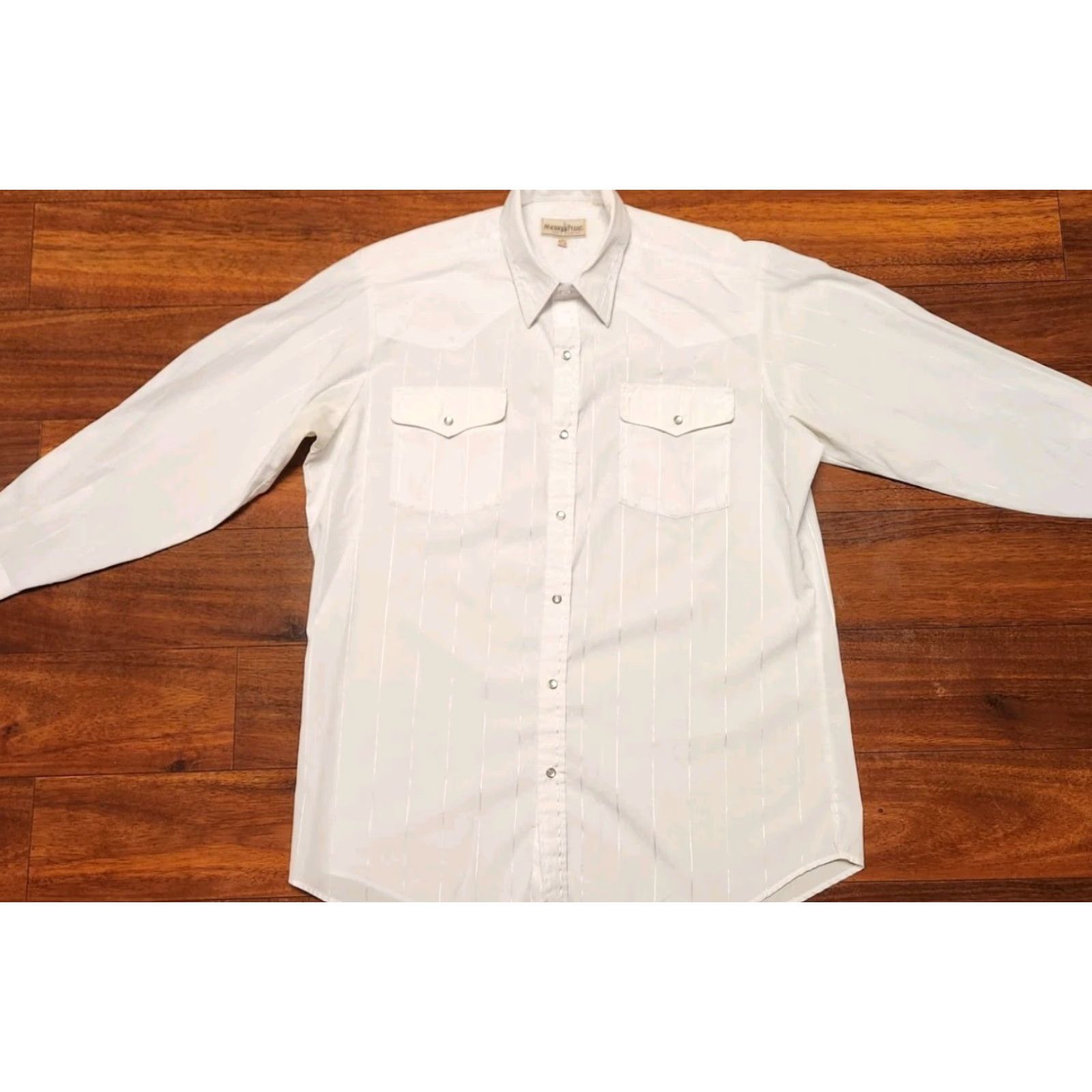 Vintage VINTAGE NORTHERN PLAINS Shirt Men’s 16-16 1/2 33/34 White Long Sleeved Pearl Snap VTG Size US L / EU 52-54 / 3 - 6 Thumbnail