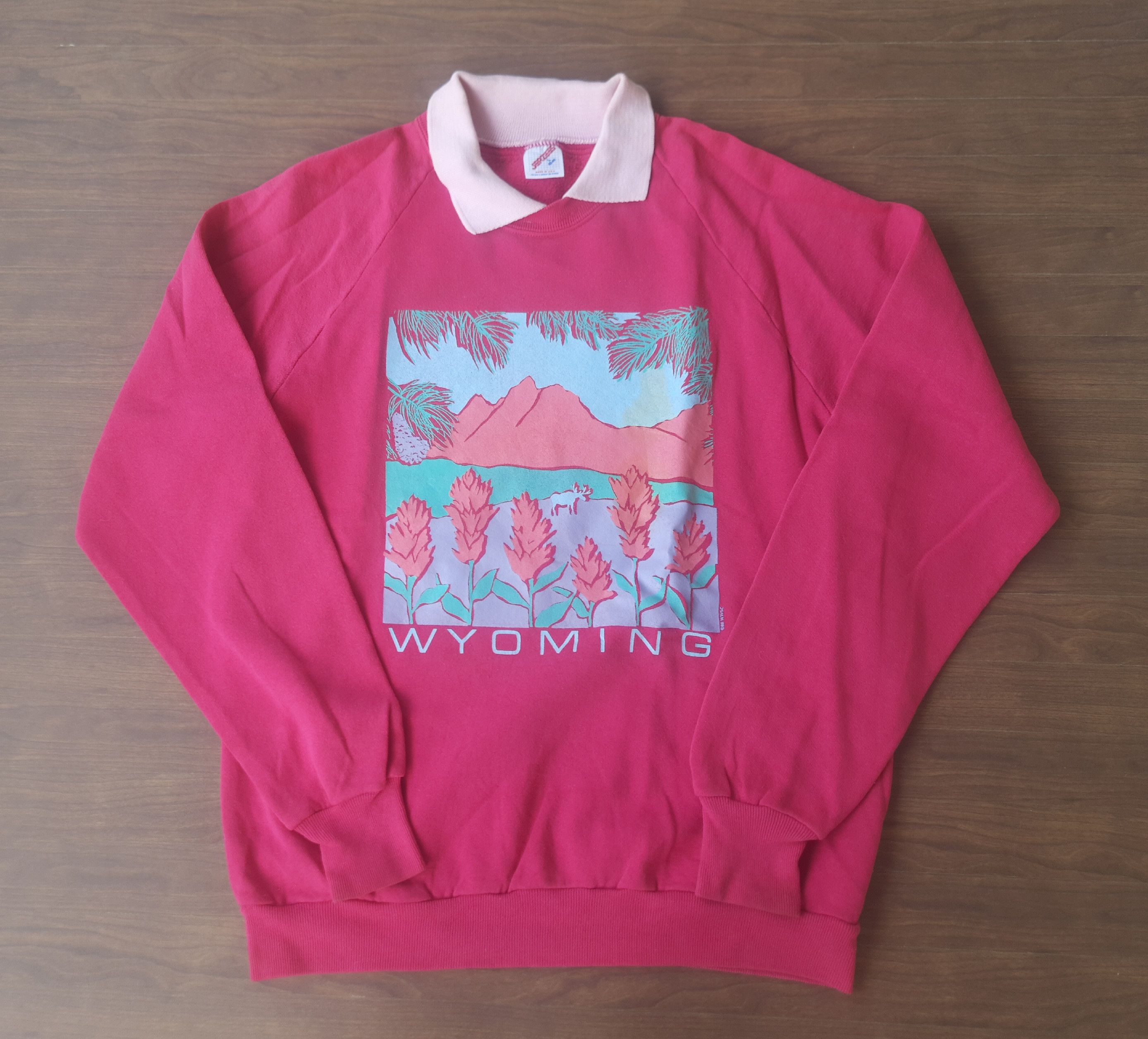 Vintage 90s WYOMING Jerzees Sweatshirt Crewneck Size US L / EU 52-54 / 3 - 1 Thumbnail