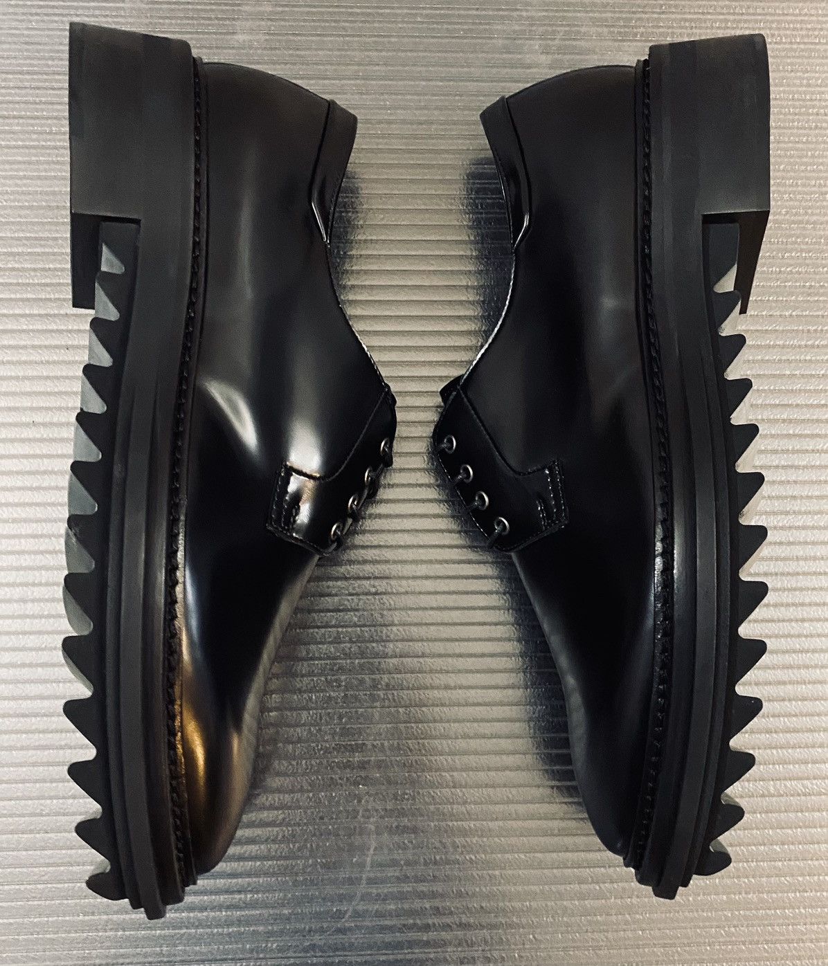 Lanvin Lanvin 🇮🇹 black soft glossy calfskin creeper sole derby 9 NEW Size US 9 / EU 42 - 6 Thumbnail