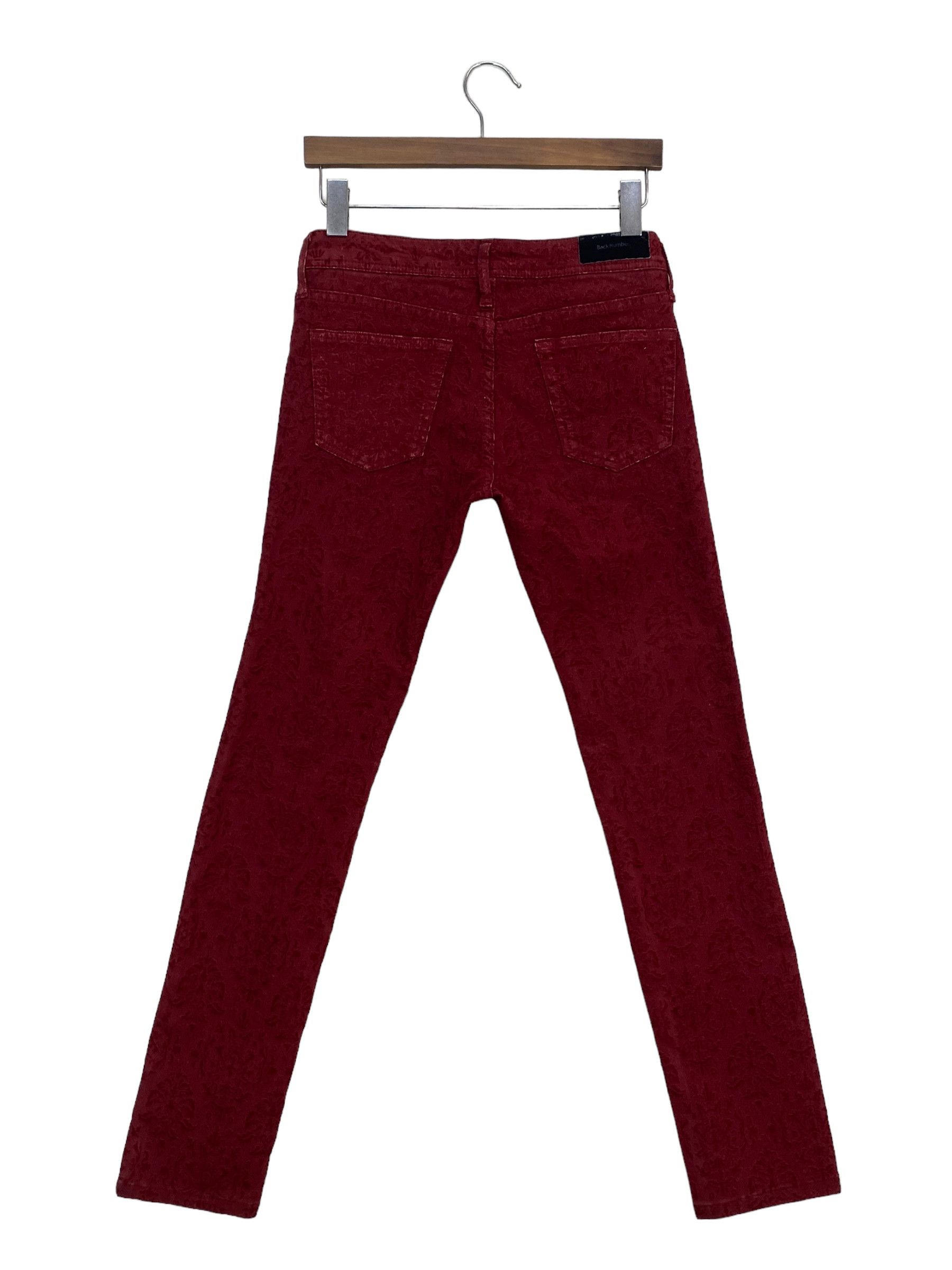 image of Distressed Denim Back Number Japan Paisley Pants in Red, Women's (Size 29)