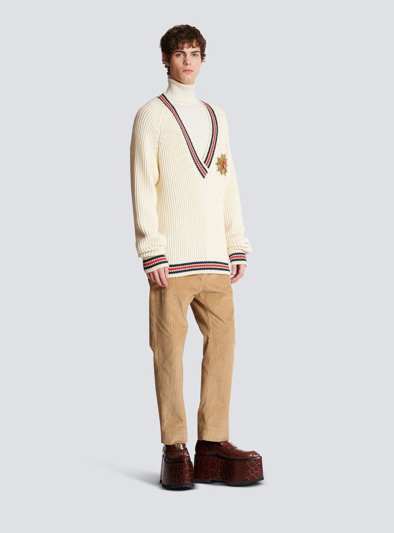 Balmain o1y0426 V-Neck Sweater in Multicolor Size US L / EU 52-54 / 3 - 4 Thumbnail