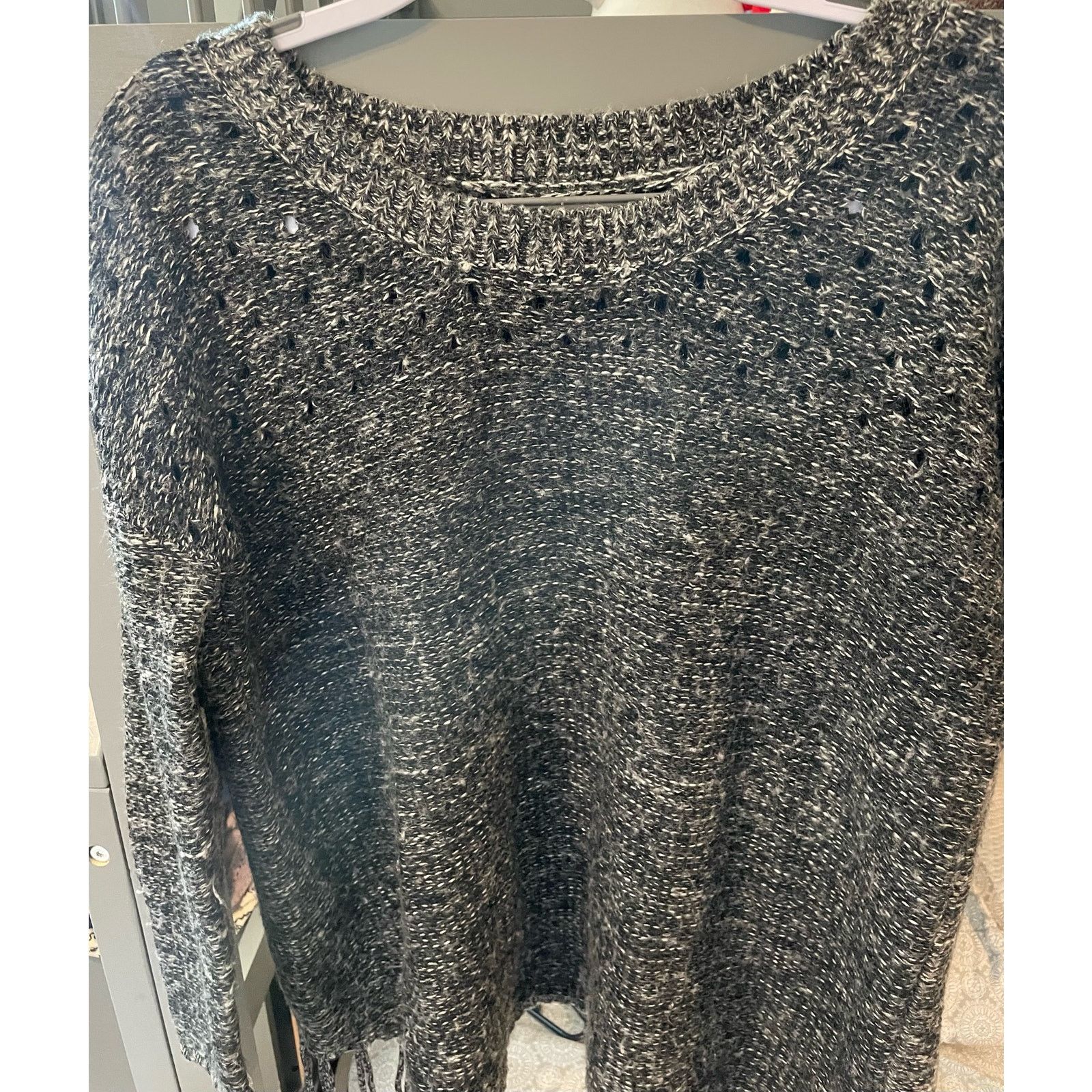 Vintage Havana Vintage Havana Gray and Black distressed open back sweater,M Size M / US 6-8 / IT 42-44 - 3 Thumbnail
