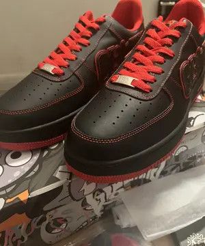 Glo Gang Glory Boyz Glory 1's Chief Keef AF1's BLACK/RED *Never Worn* Size US 10.5 / EU 43-44 - 4 Thumbnail