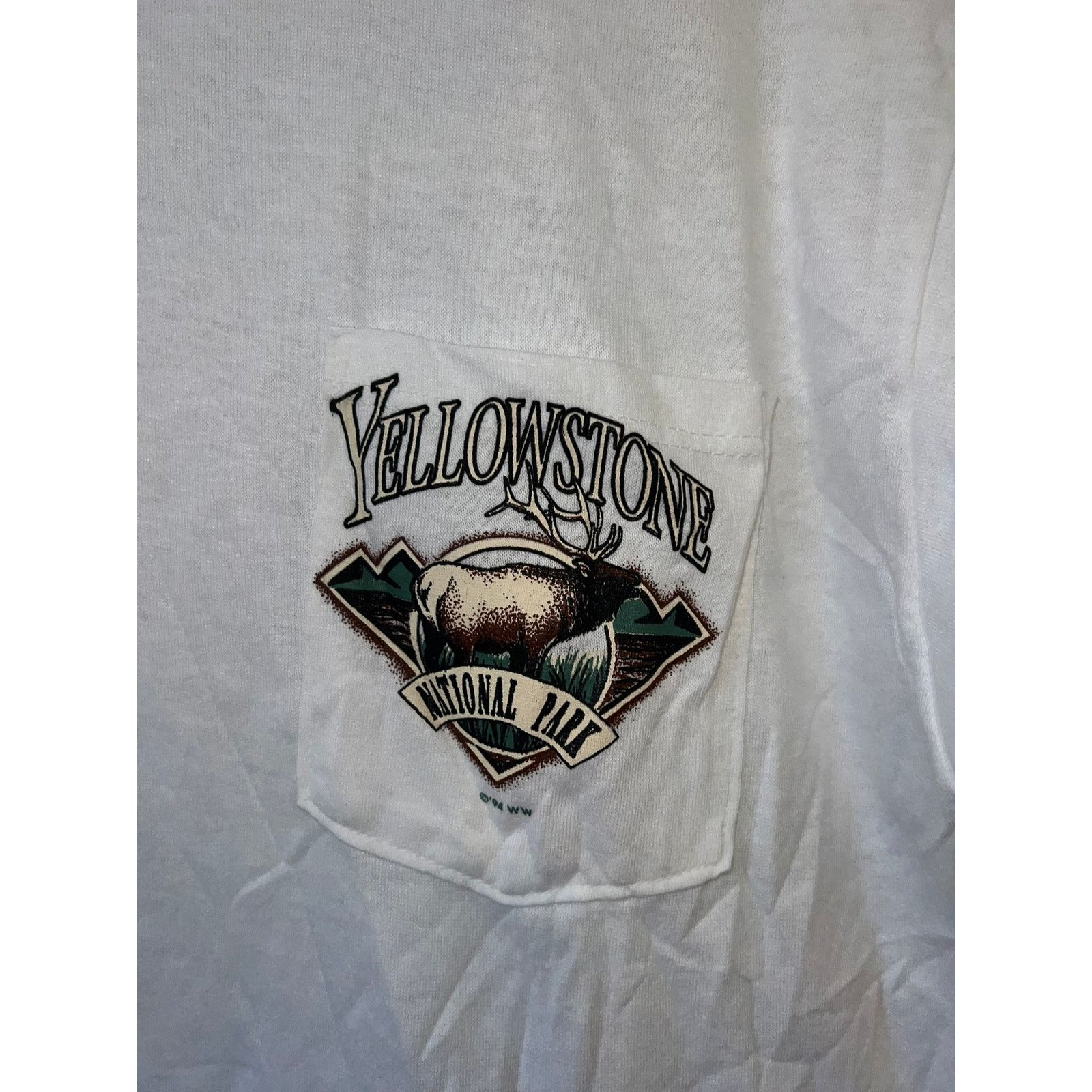 Jerzees Vintage Yellowstone Shirt National Park Elk White L Tee Size US L / EU 52-54 / 3 - 3 Thumbnail