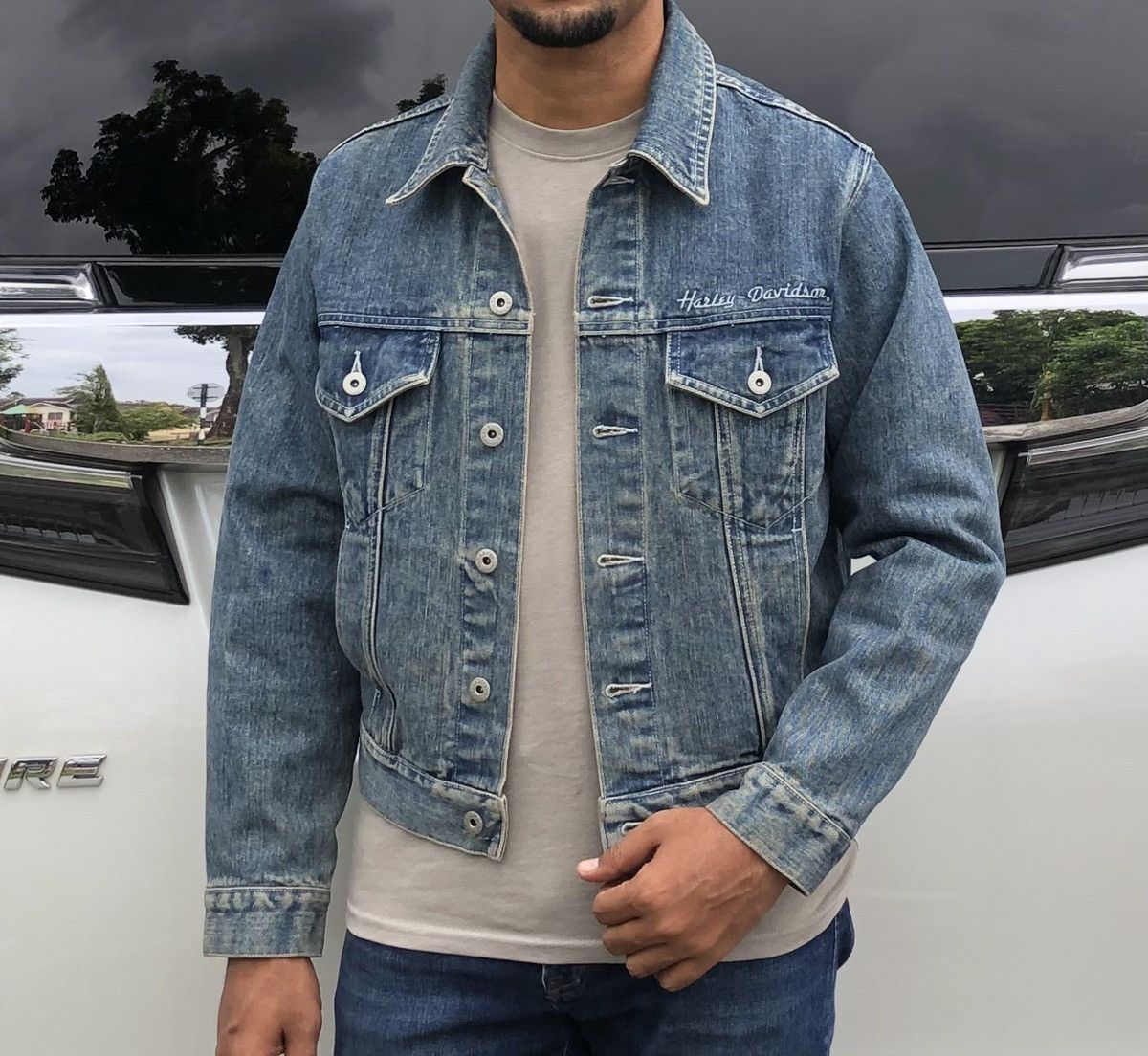 Harley Davidson Vintage Harley Davidson Patch Logo Denim Trucker Jacket Size US M / EU 48-50 / 2 - 20 Thumbnail