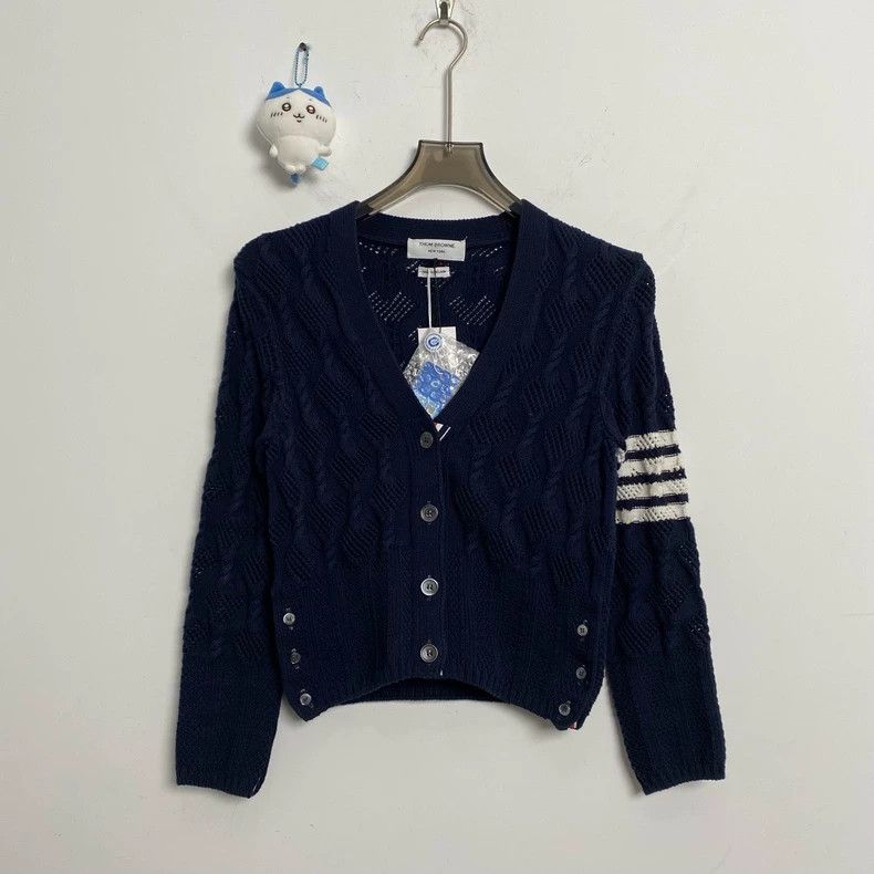 Thom Browne Thom Browne Navy Striped Cardigan-dmc Size US M / EU 48-50 / 2 - 1 Thumbnail