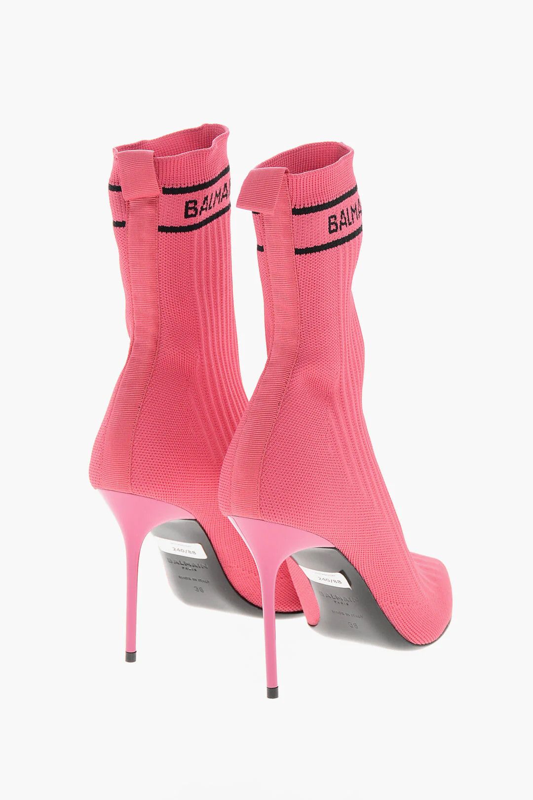 Balmain og1mm0326 Ribbed Fabric Sock Ankle Boots in Pink Size US 8 / IT 38 - 3 Thumbnail