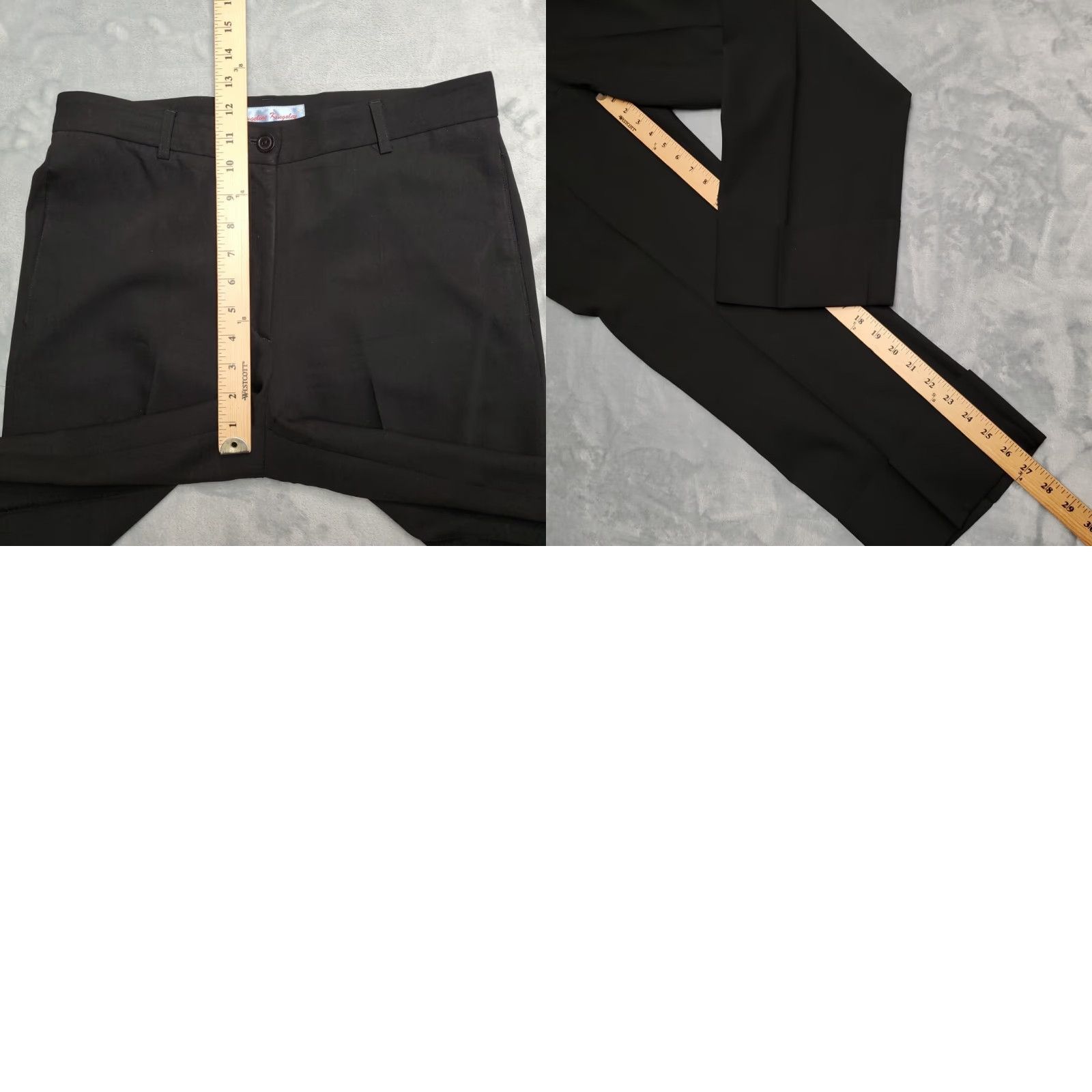 Vintage Angeline Kingsley Pants Womens 12 Black 98% Wool Blend Cuffed Cropped VTG France Dress Pants Casual Retro Classic Pockets Zip Front Flat Front Womens Size 34" / US 12 / IT 48 - 10 Thumbnail