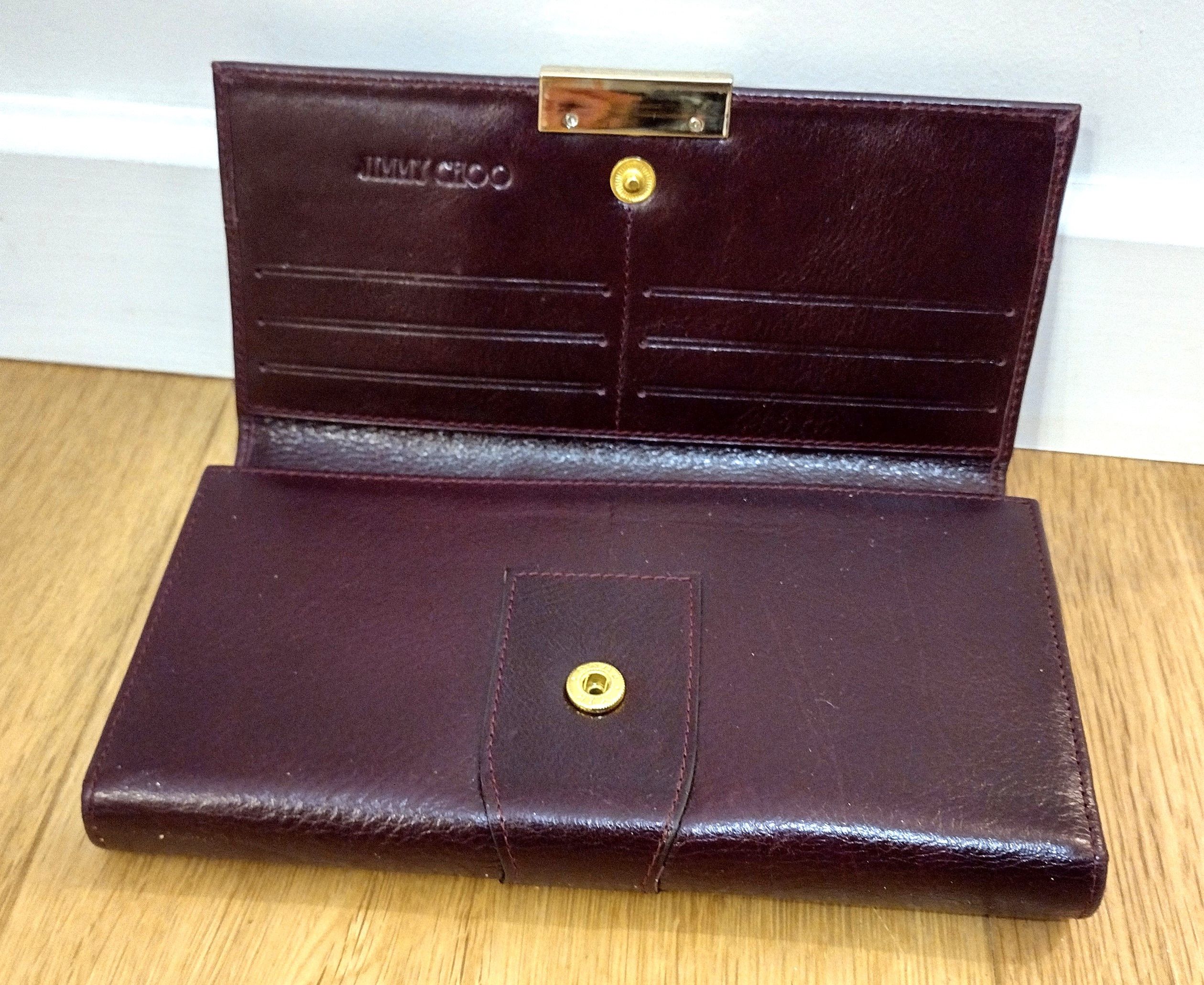 Jimmy Choo Genuine Jimmy Choo Burgundy Vintage Leather Long Wallet Size ONE SIZE - 2 Thumbnail