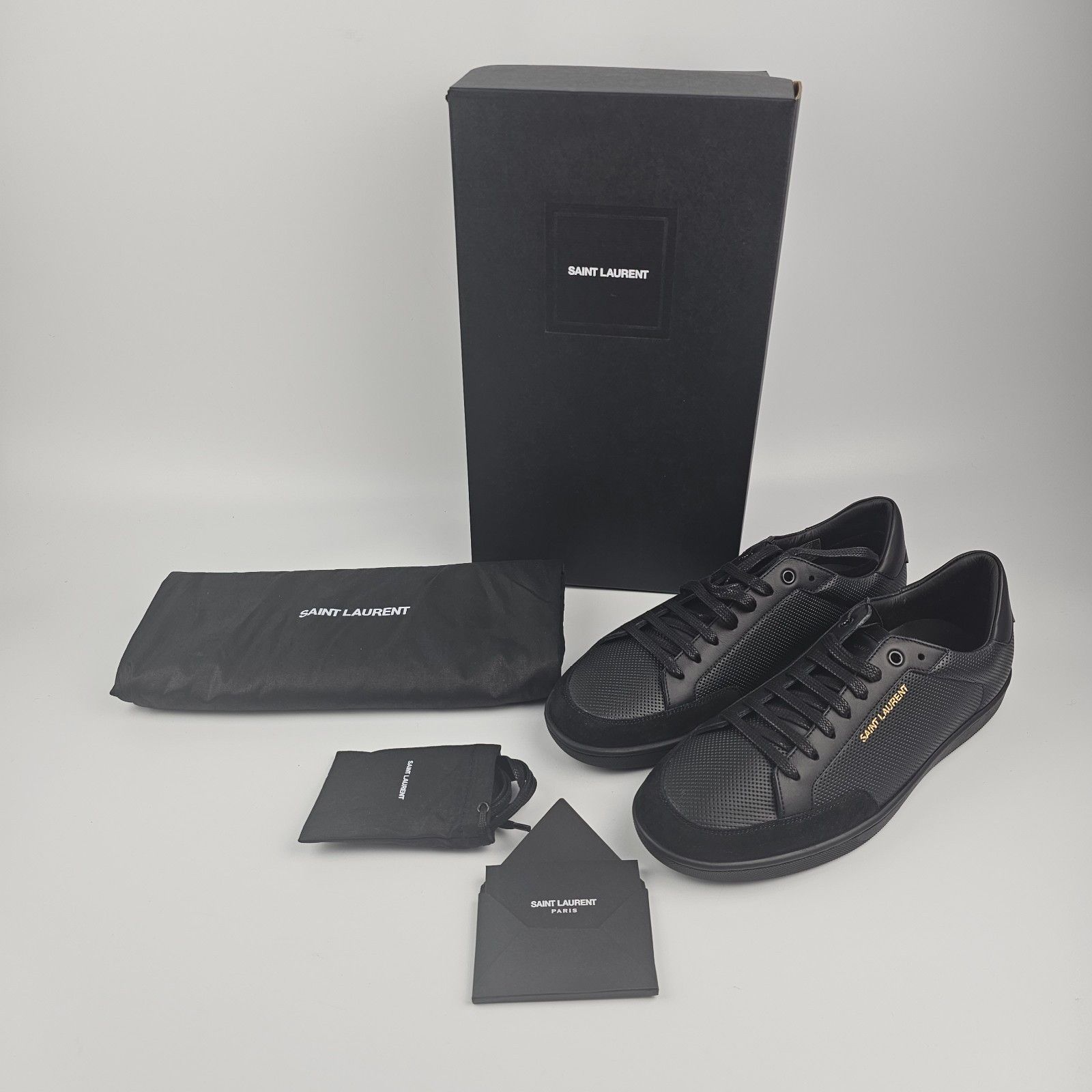 SAINT LAURENT SL/10 Black Perforated Leather And Suede Sneak