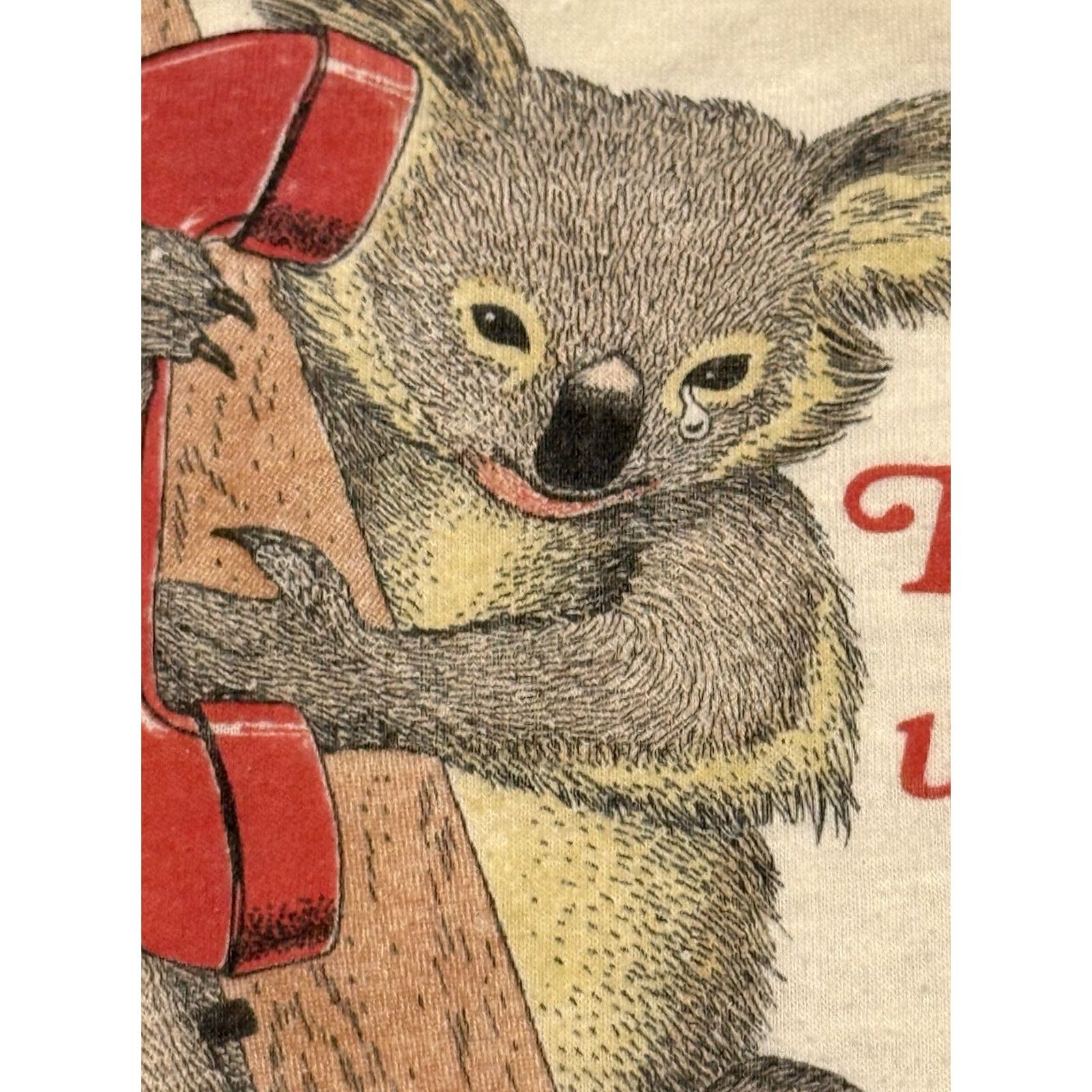 TEE JAYS VINTAGE Bell Telephone Koala Shirt XL Tee Jays 80s T-Shirt Graphic Print Crew Neck White Unisex Adults Shirts Short Sleeve Cotton Size US XL / EU 56 / 4 - 4 Thumbnail