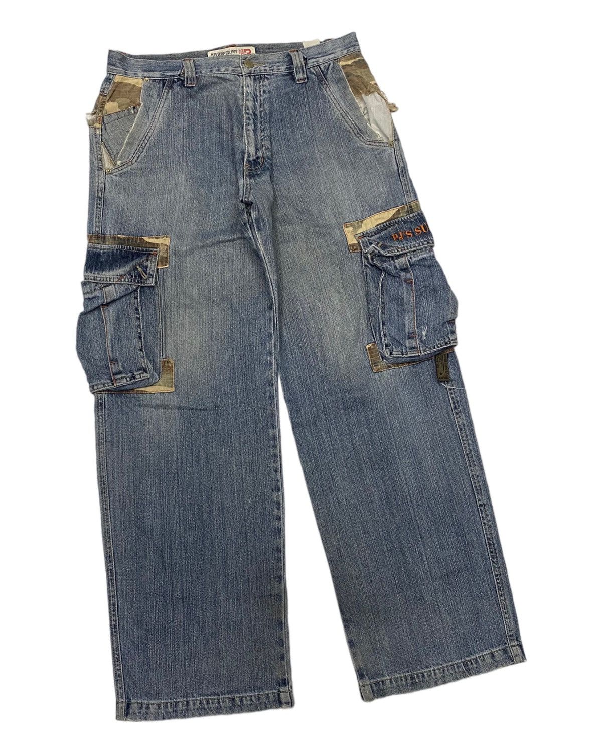 If Six Was Nine PJ’S SURF DISTRESSED DENIM BAGGY JEANS SKATEGANG STYLE Size US 33 - 3 Thumbnail
