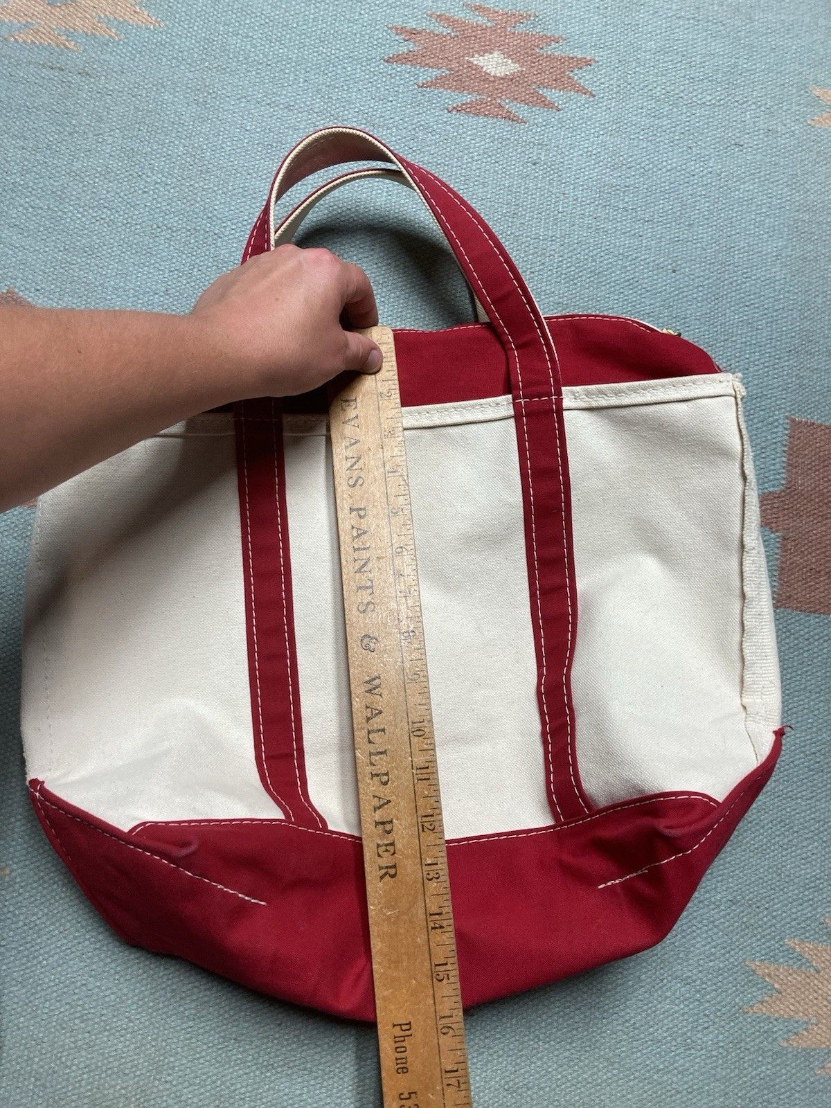 Vintage LL bean boat and tote canvas hand bag red zip USA large 16” Size ONE SIZE - 13 Thumbnail