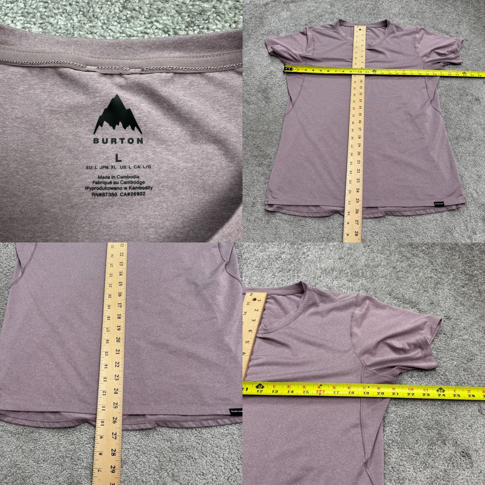 Burton Burton T-Shirt Womens Large Lavender Crew Neck Short Sleeve Athletic Tee - Purple Activewear, CrossFit, Gym & Training, Athleisure, 90s Inspired? Size L / US 10 / IT 46 - 8 Thumbnail