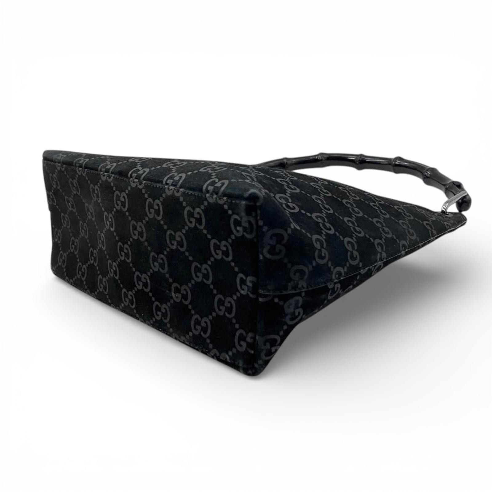 Gucci Gucci - Black GG Canvas Bamboo Handle Shoulder Bag Size ONE SIZE - 5 Thumbnail