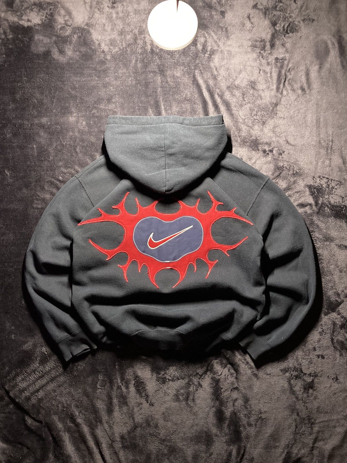 Nike × Vintage ⛩️Nike Custom Hoodie Rare Y2K Punk Rock Cross Red Sox biglogo Size US M / EU 48-50 / 2 - 1 Thumbnail