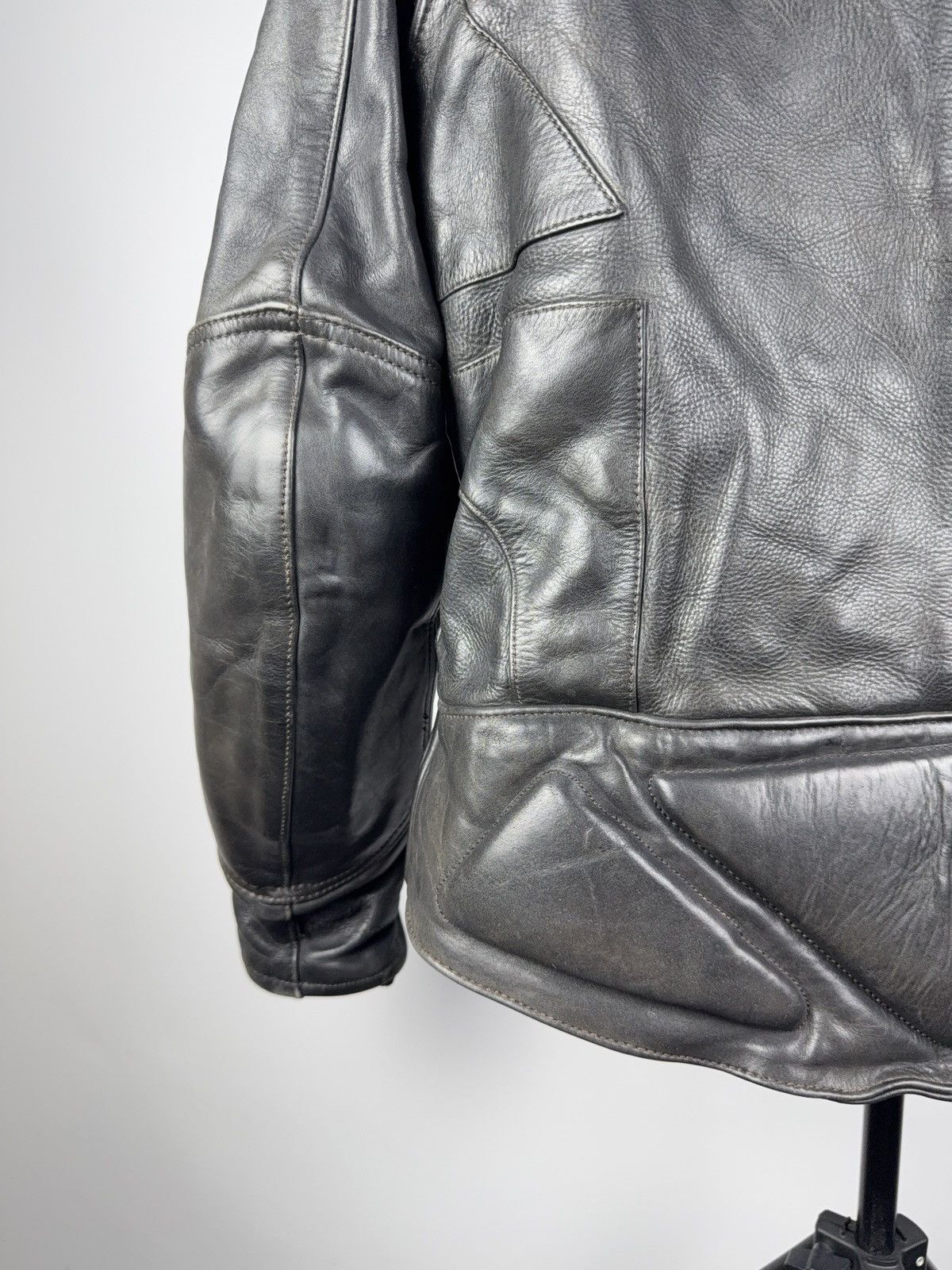 Leather Vntg 00s Heavy Leather Racing MOTO R.S. Bomber Jacket Punk Size US XL / EU 56 / 4 - 16 Thumbnail