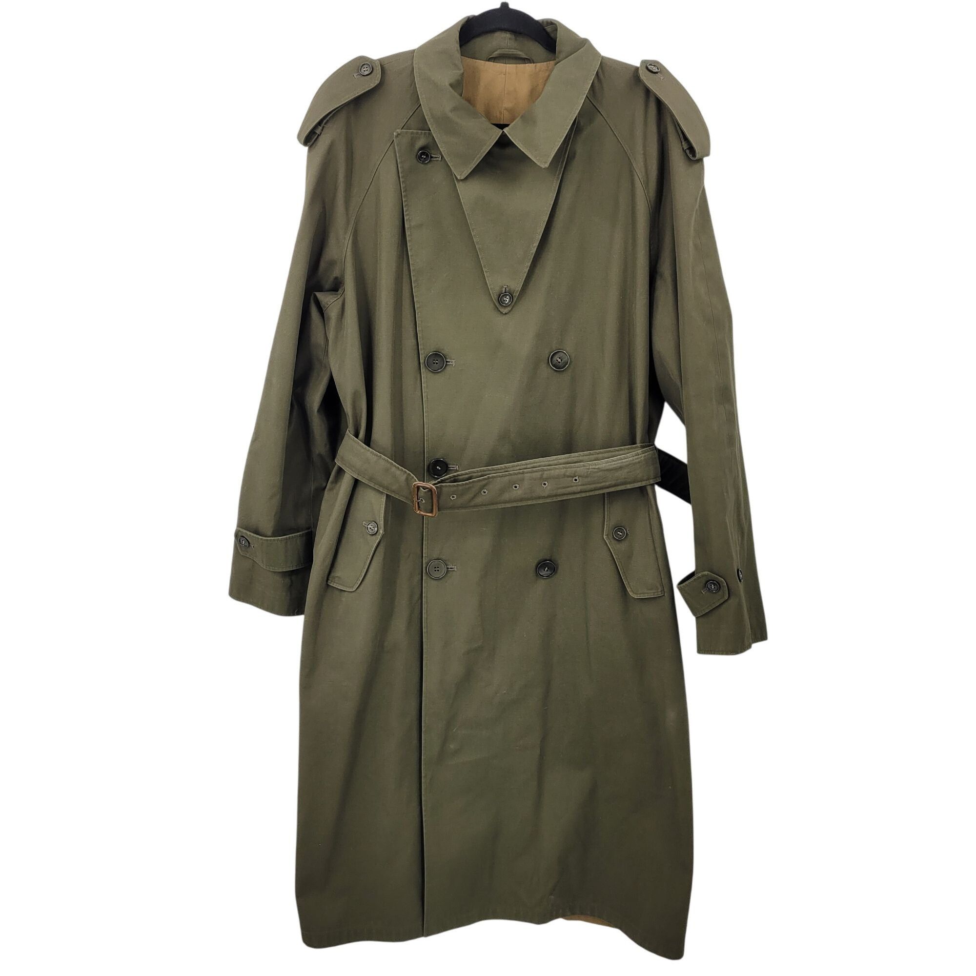 Vintage Vintage Army Green Military Trench Coat XL Belt Shoulder Tab Size US XL / EU 56 / 4 - 14 Thumbnail