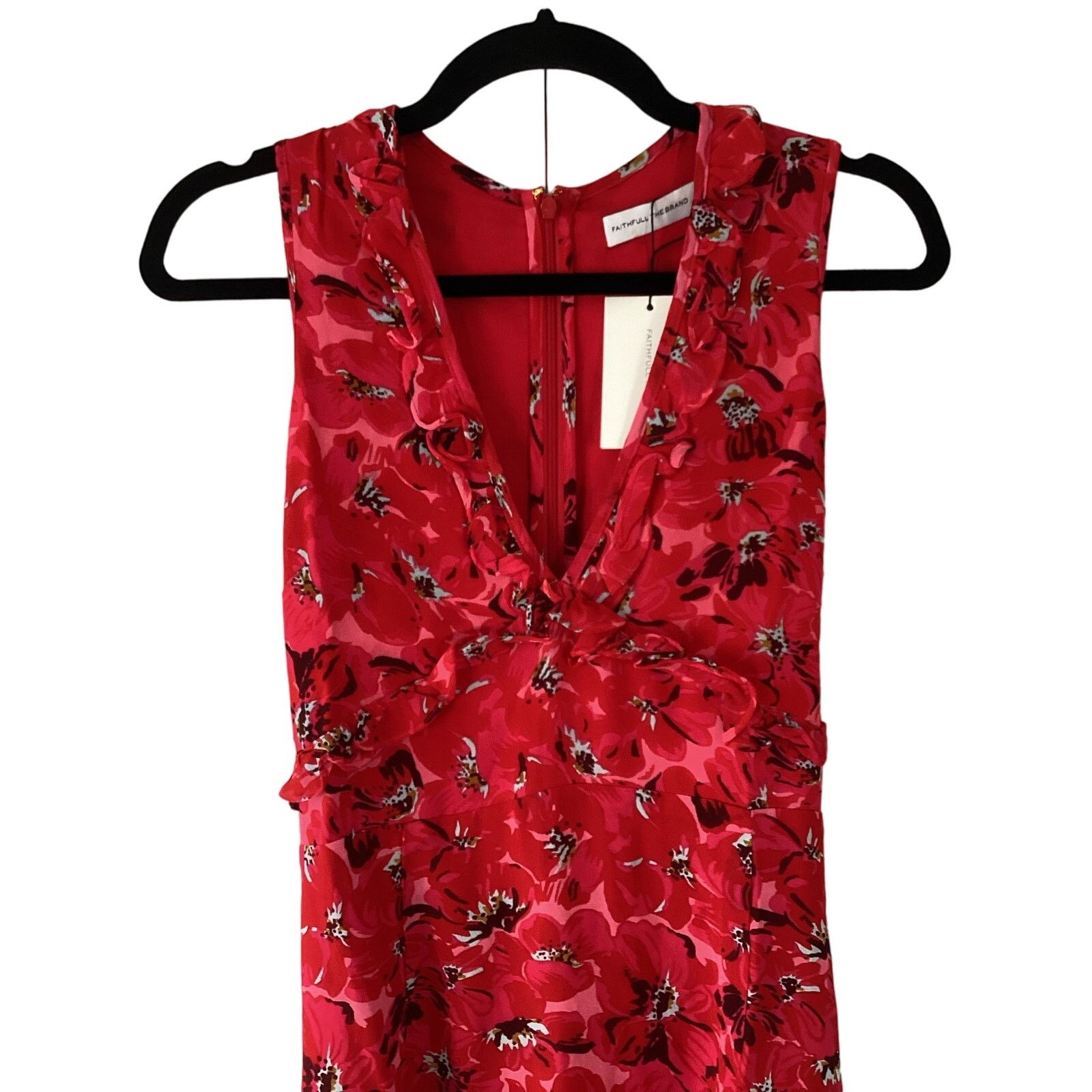 FAITHFULL NWT Faithfull The Brand Floral Maxi Dress Pink & Red Sz 8 Size M / US 6-8 / IT 42-44 - 5 Thumbnail