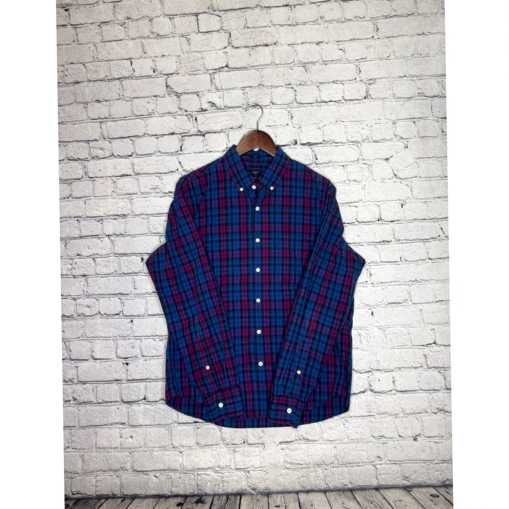 J.Crew J Crew Slim Fit Button Down Shirt Men's L Blue Purple Plaid Size US L / EU 52-54 / 3 - 2 Thumbnail
