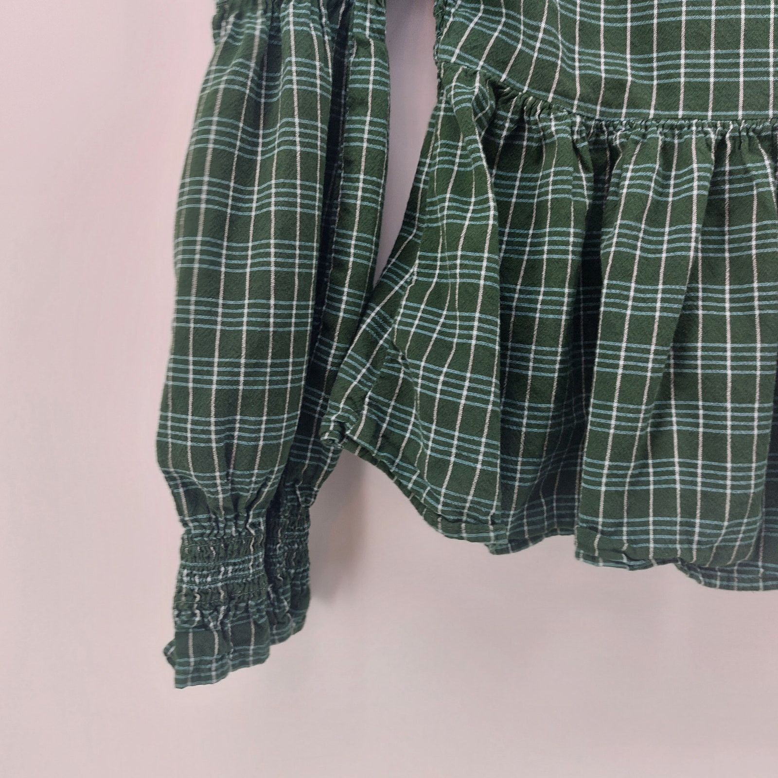 Other Universal Thread Green Plaid Women's Top Puffy Sleeves XS Size XS / US 0-2 / IT 36-38 - 10 Thumbnail