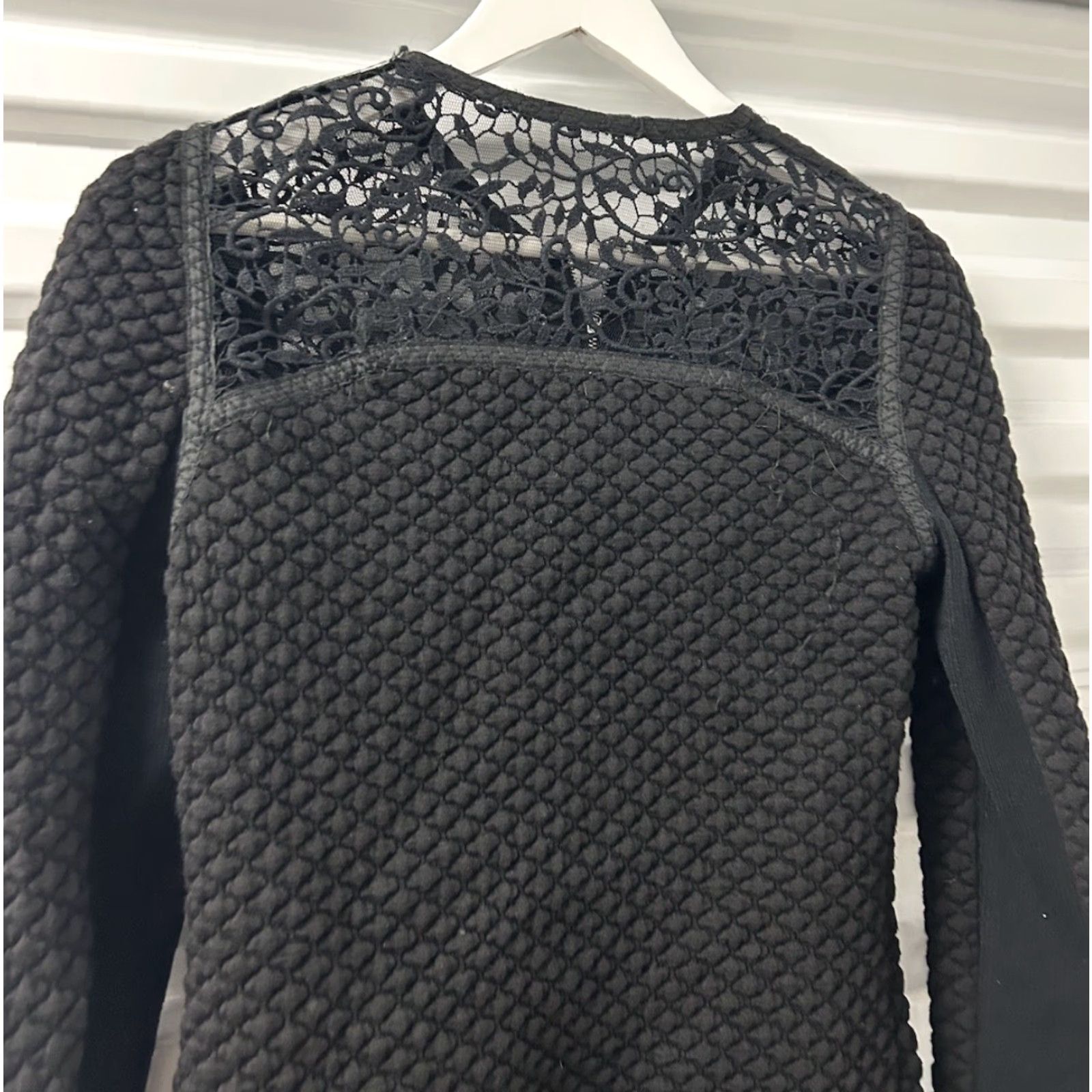 Rebecca Taylor Womens Rebecca Taylor Jacket Black Wool Tweed Quilted ZipUp Moto Size 2 Long Sleeve Pocketed Regular Fit Size XS / US 0-2 / IT 36-38 - 7 Thumbnail