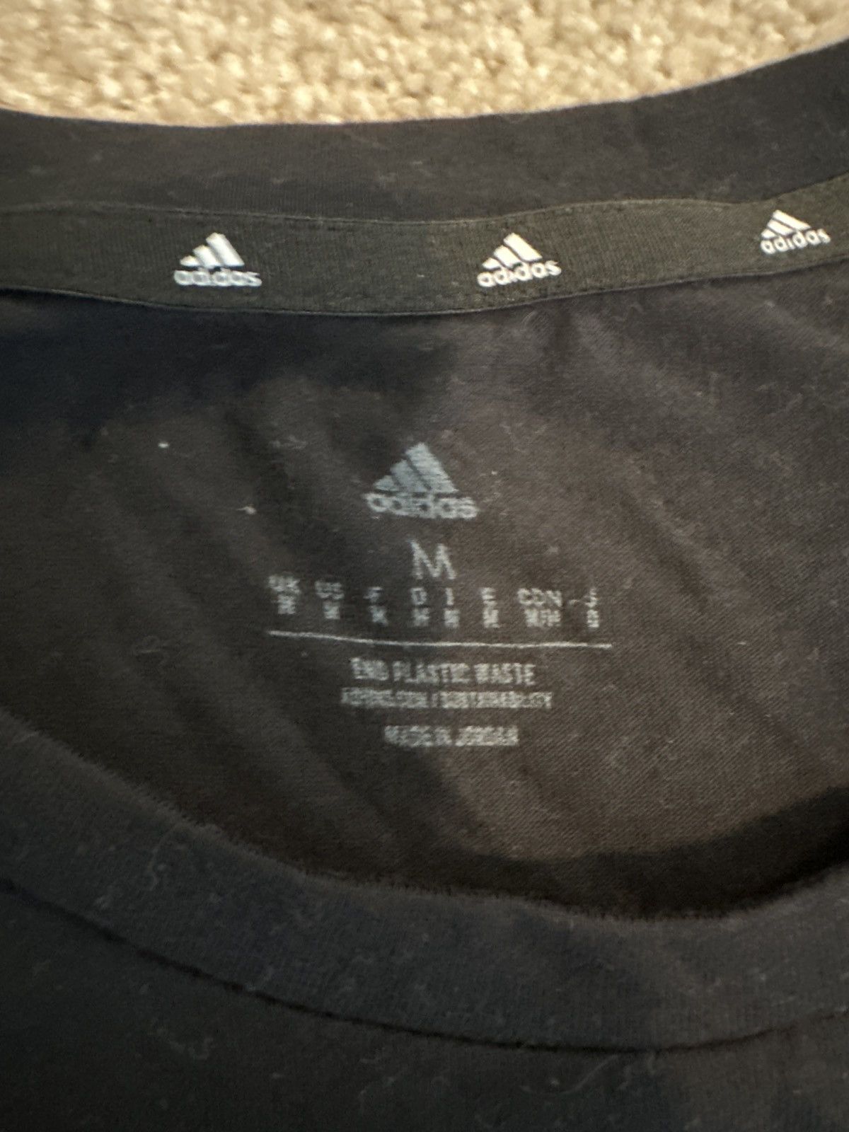 Adidas Adidas Striped Shoulders Black Tee Size US M / EU 48-50 / 2 - 3 Thumbnail