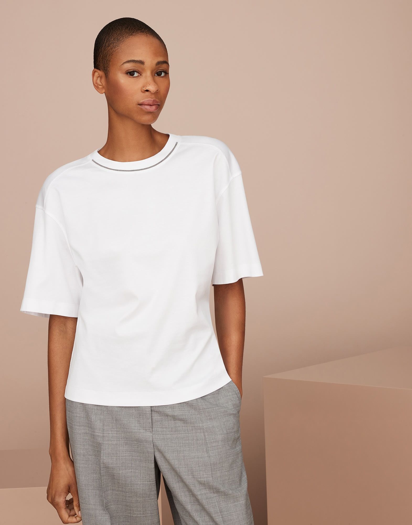 Brunello Cucinelli o1w1db10825 Blouse in White Size XL / US 12-14 / IT 48-50 - 1 Thumbnail