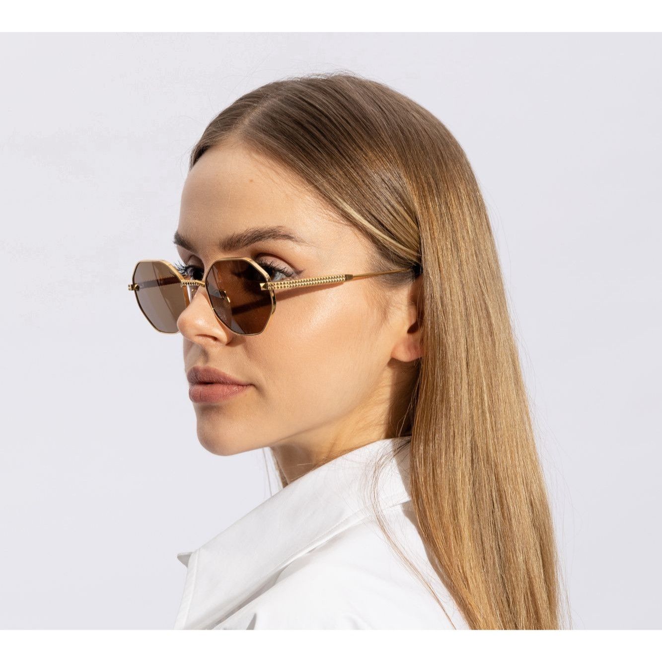 Valentino NEW VALENTINO SUNGLASSES VLS-122C GOLD/BROWN WOMEN VALENTINO Size ONE SIZE - 2 Thumbnail