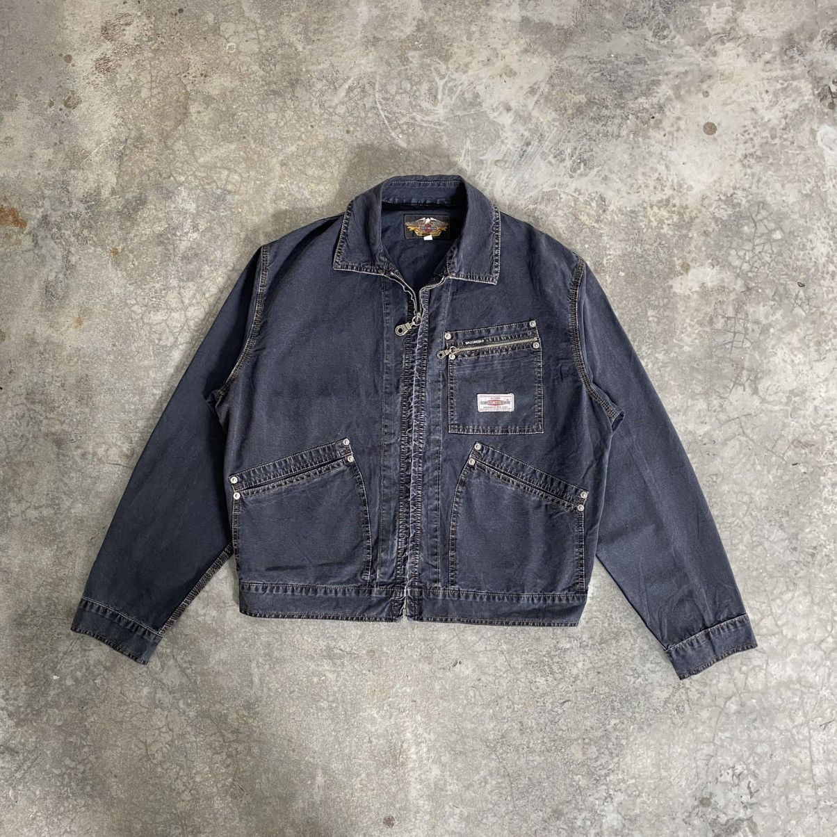 Harley Davidson Vintage 1990’s Harley Davidson Faded Black Boxy Work Jacket Size US M / EU 48-50 / 2 - 3 Thumbnail