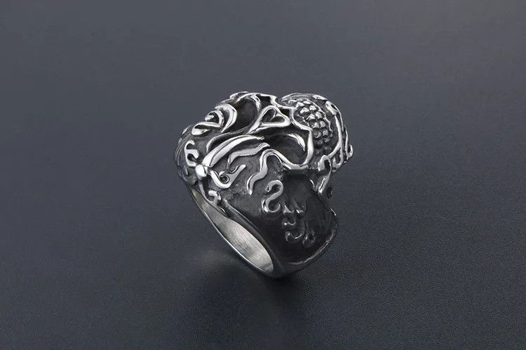 Jewelry Retro Skull Ring With Lucky Size ONE SIZE - 4 Thumbnail