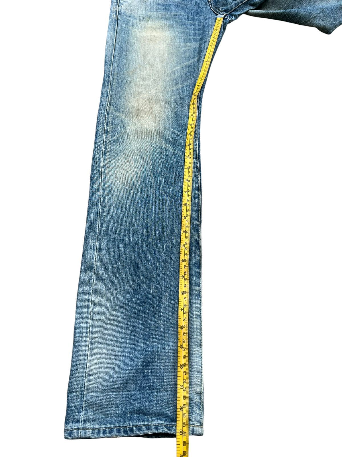 Japanese Brand Vintage Red Card Japan Faded Distressed Slim Fit Jeans 33x33 Size US 33 - 11 Thumbnail