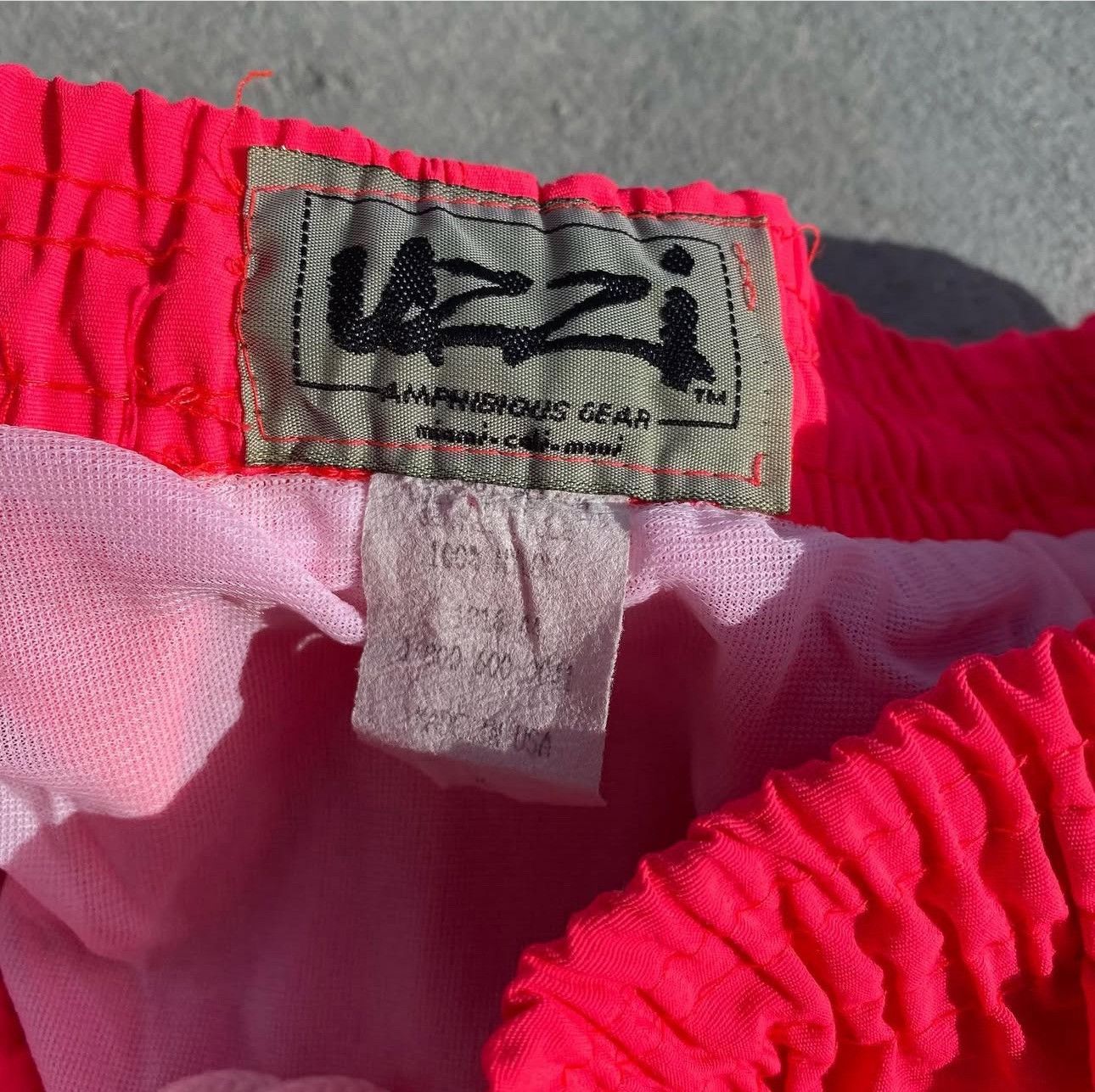 Other Vintage 80s Neon UZZI Swim Shorts Size 31" - 3 Thumbnail