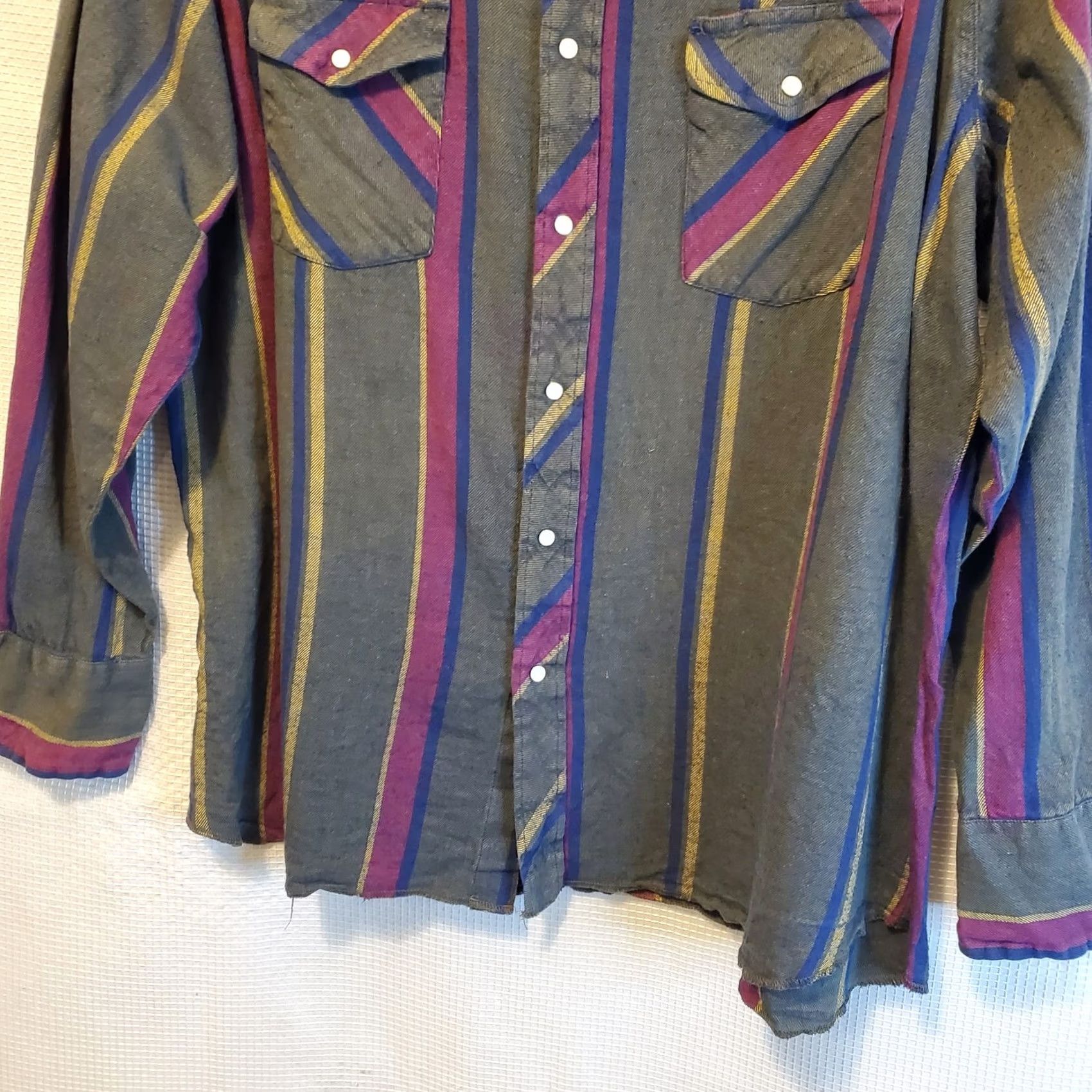 Wrangler VINTAGE Wrangler Blanket Flannel Shirt Men 2XL Blue Striped Pearl Snap Western 90s Cowboy Workwear Shirt Size US XXL / EU 58 / 5 - 4 Thumbnail