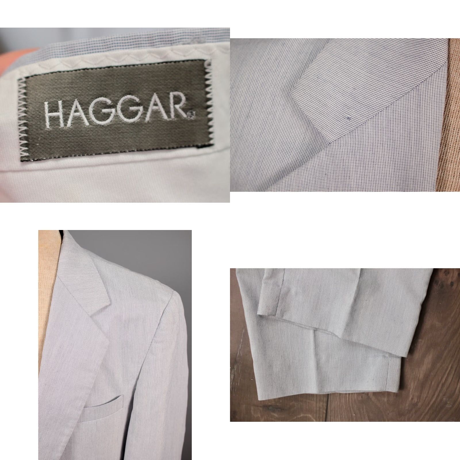 Haggar VINTAGE Haggar 70s Men's LT Blue Striped 2 PC Leisure Suit Sz L Polyester Disco Men’s Size 34R - 8 Thumbnail
