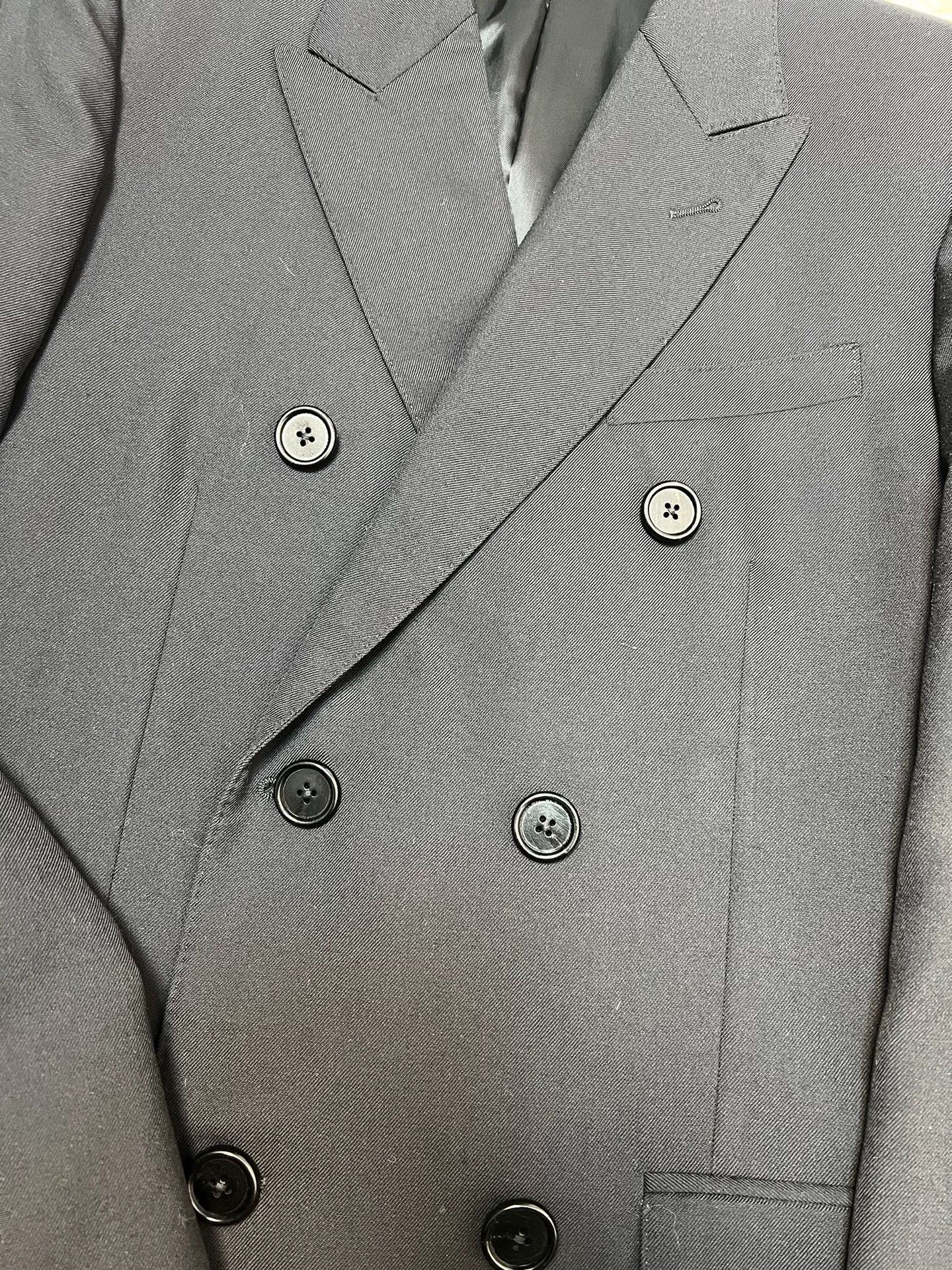 Celine celine black, peaked-lapel, double-breasted wool blazer, Size 48R - 3 Thumbnail