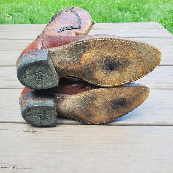 Dan Post × Vintage Vintage 70s Dan Post Brown Leather Braid Shaft Western Boots Size US 9 / EU 42 - 7 Thumbnail