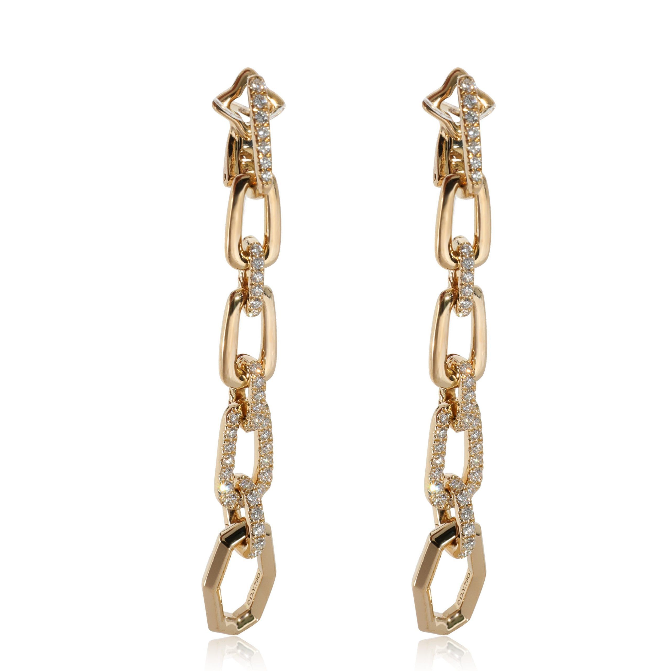 David Yurman Stax Chain Link Convertible Drop Earring in18k Yellow Gold  0.88 CTW