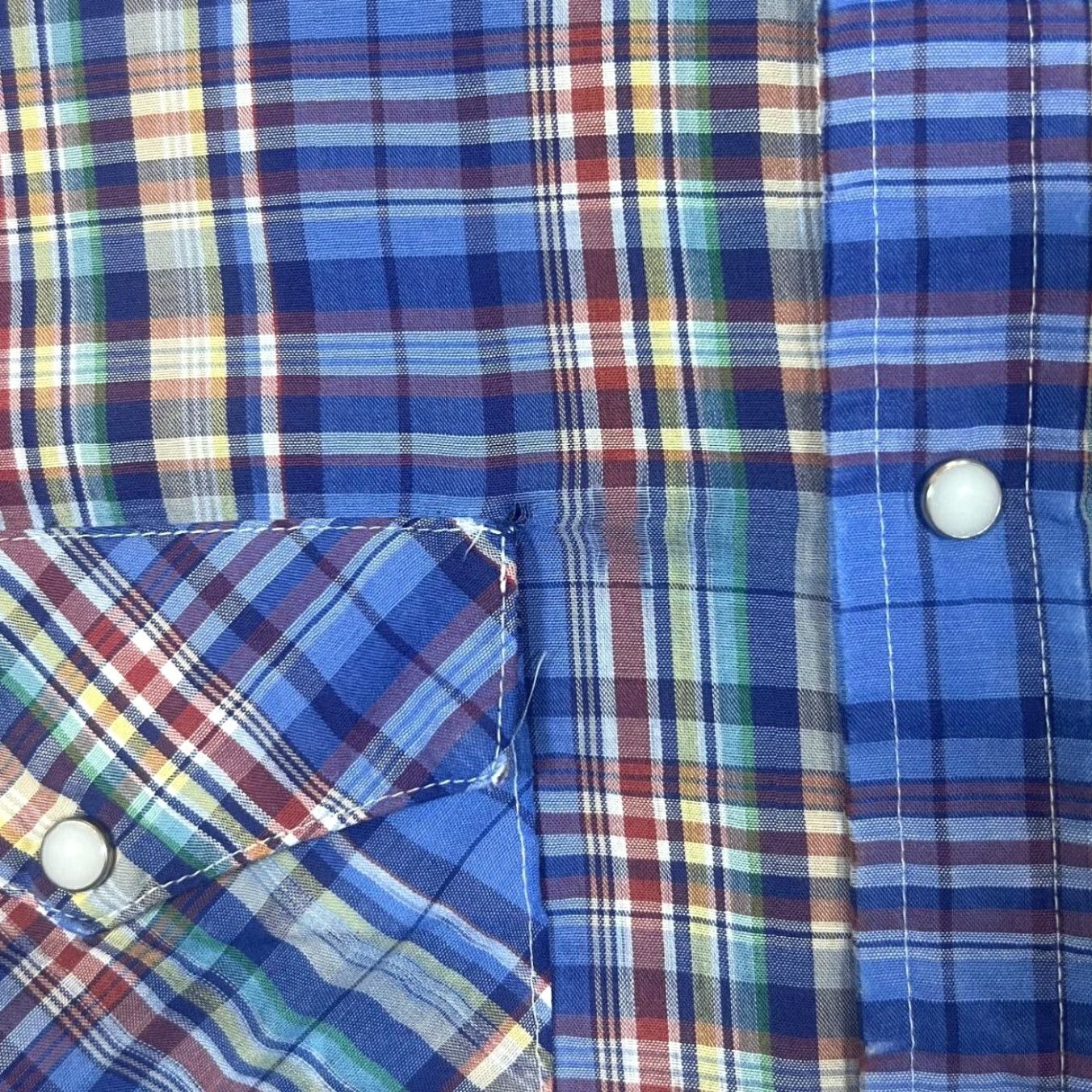 Vintage VINTAGE Dale's Made In USA Cowboy Western Plaid Check Pearl Snap Popper Shirt Medium Men Blue/Turquoise 90s Cohesive Western Theme Mens Size US M / EU 48-50 / 2 - 4 Thumbnail