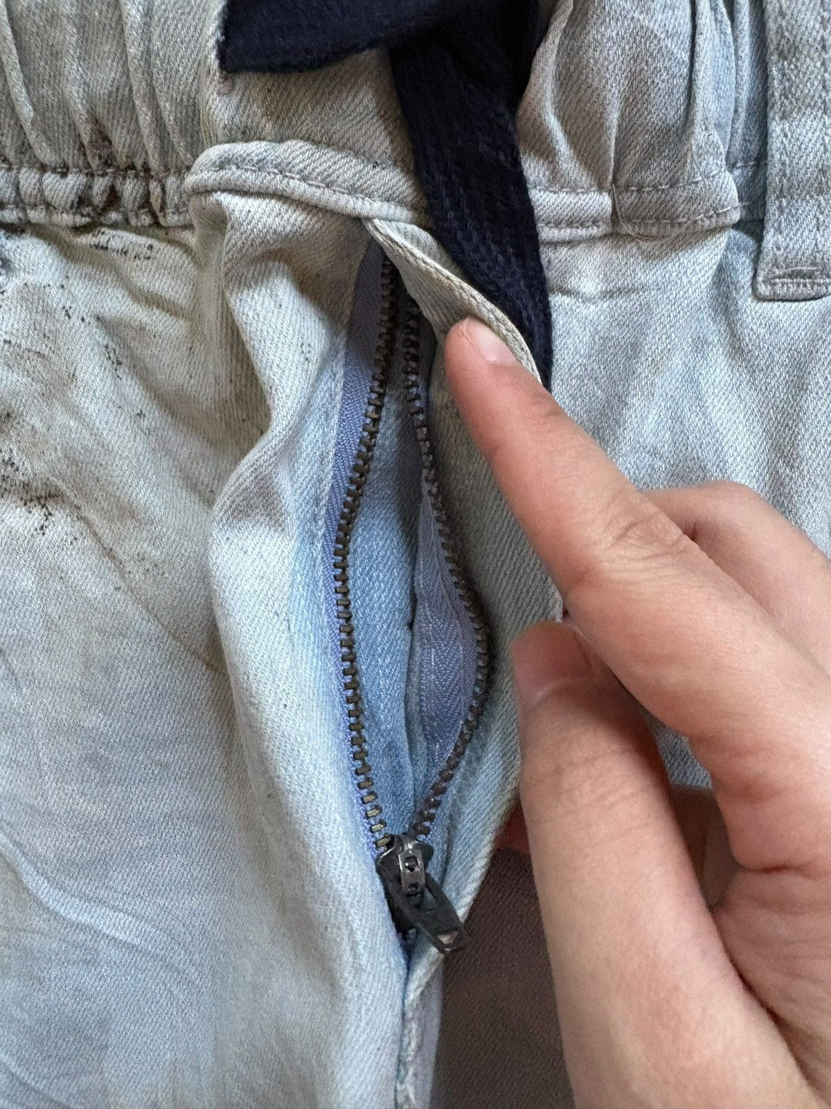 In The Attic Vintage In The Attic Light Blue Mud Wash Distressed Jeans Size US 31 - 10 Thumbnail