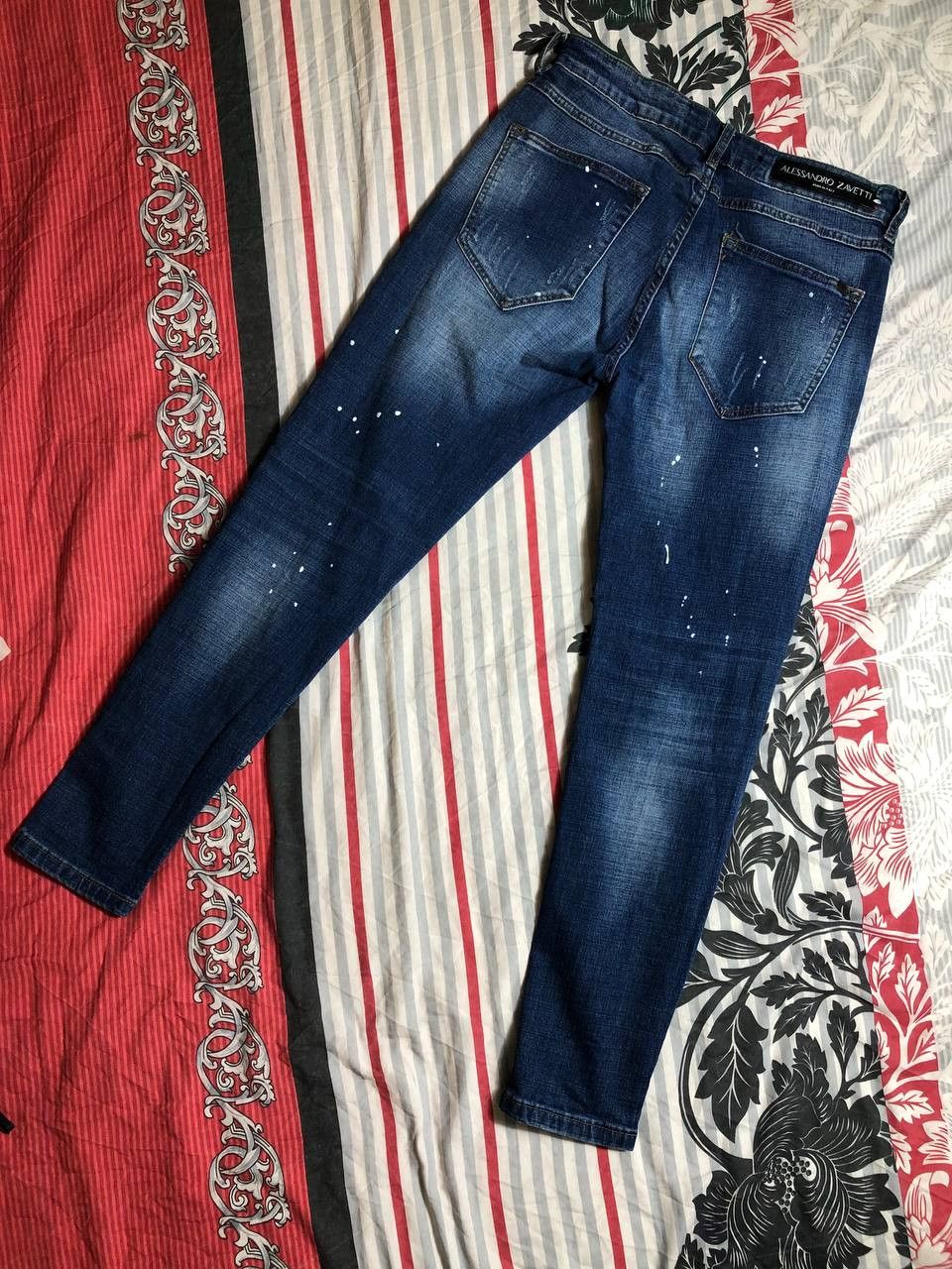 Japanese Brand Dirty Painted Distressed Thrashed Faded Baggy Jeans Y2K Size US 32 / EU 48 - 15 Thumbnail