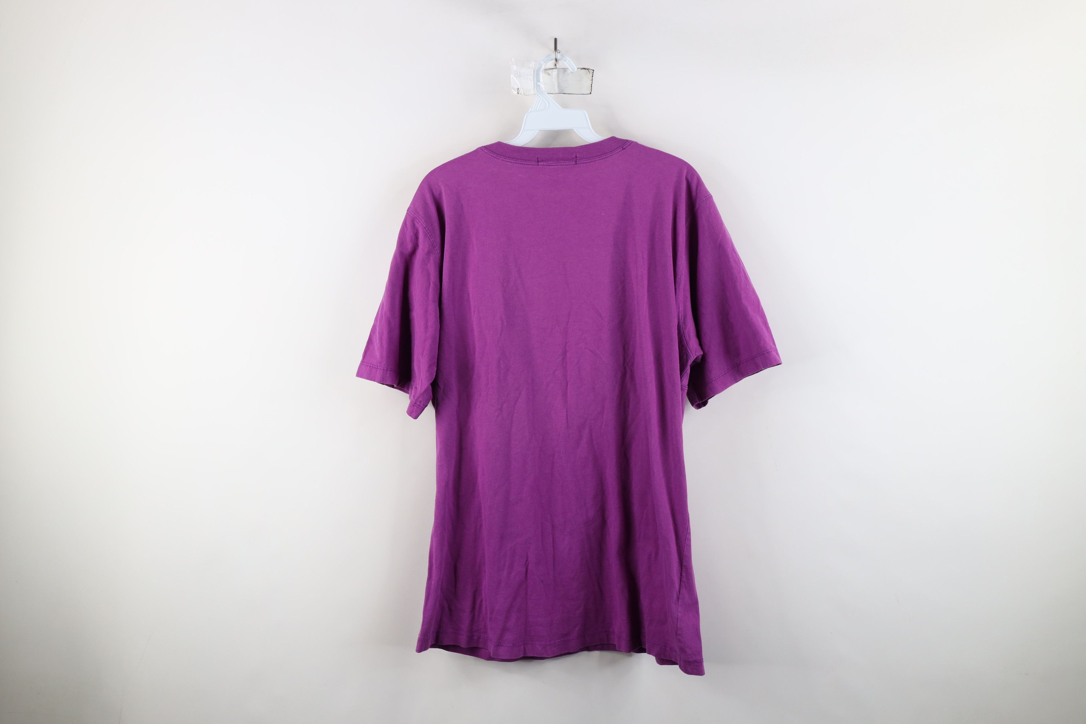 Calvin Klein × Vintage Vintage 90s Calvin Klein Spell Out One World T-Shirt Purple Size XXL / US 16-18 / IT 52-54 - 12 Thumbnail