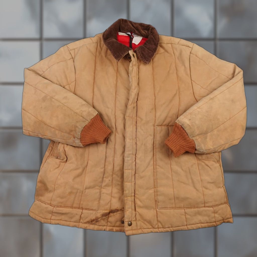 Walls VINTAGE Walls Jacket Mens 2XL Tan Brown Corduroy Collar Workwear USA 90s Size US XXL / EU 58 / 5 - 1 Thumbnail