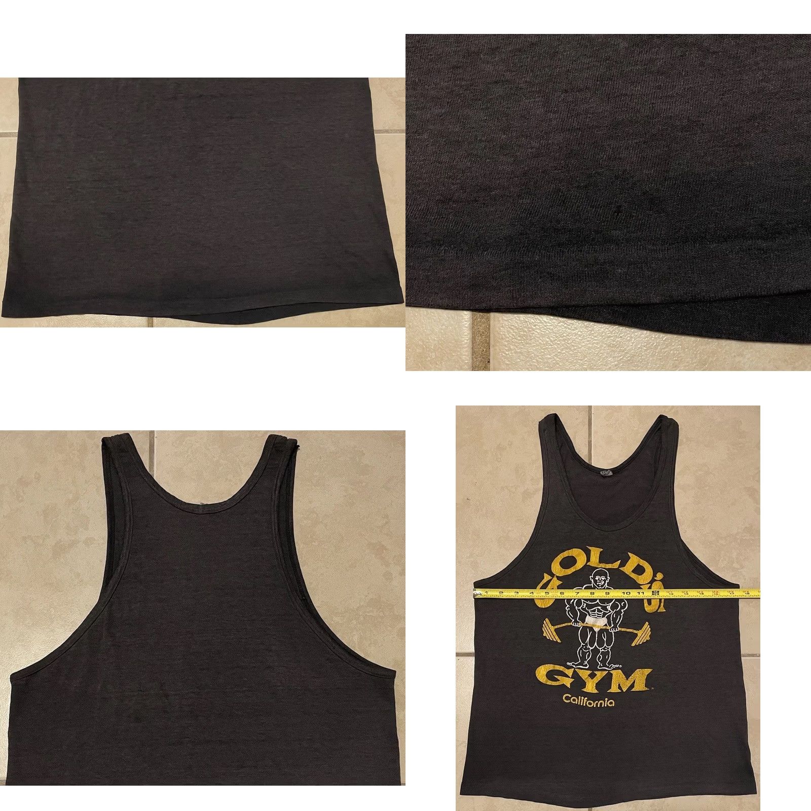 Vintage Vtg 80s Golds Gym Faded California Tank Top S Black Beach Weight Lifting Gym USA 90s Monkey PE Mens Size US S / EU 44-46 / 1 - 8 Thumbnail