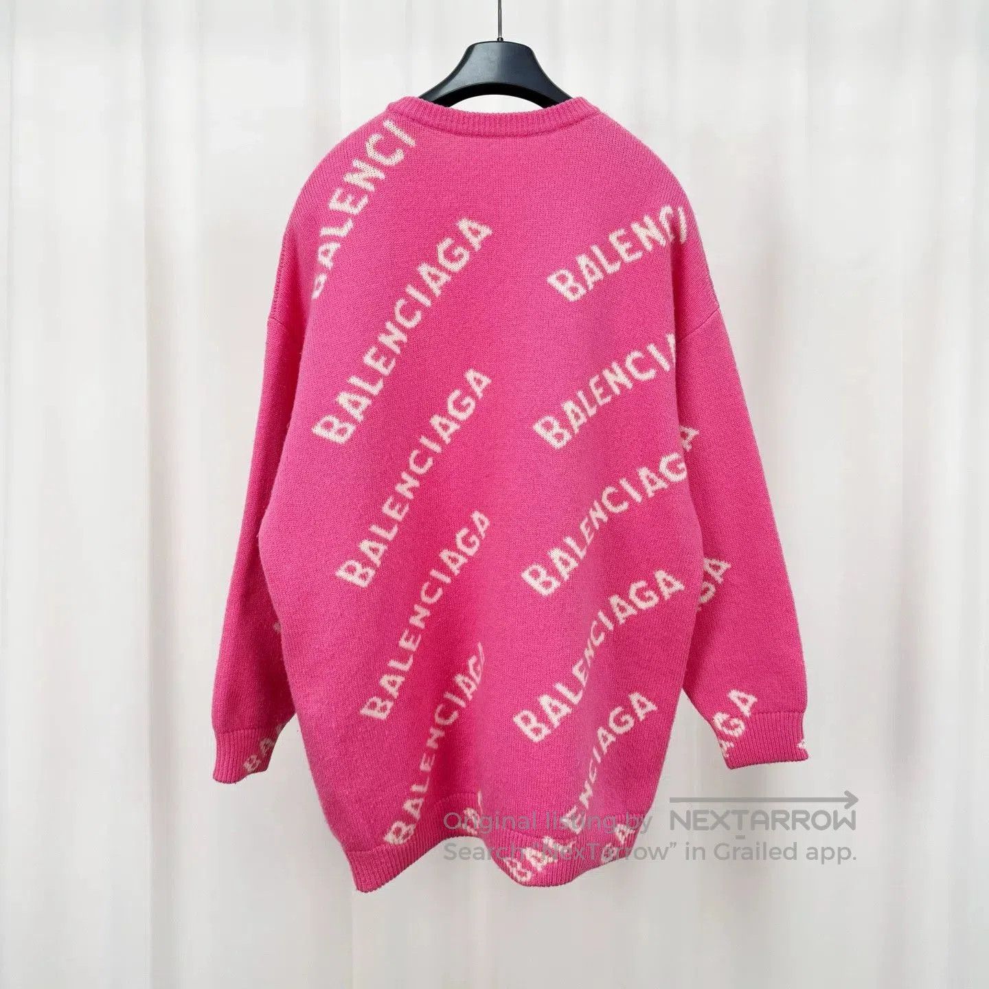 Balenciaga pink balenciaga knit sweater with logo. Size M / US 6-8 / IT 42-44 - 2 Thumbnail