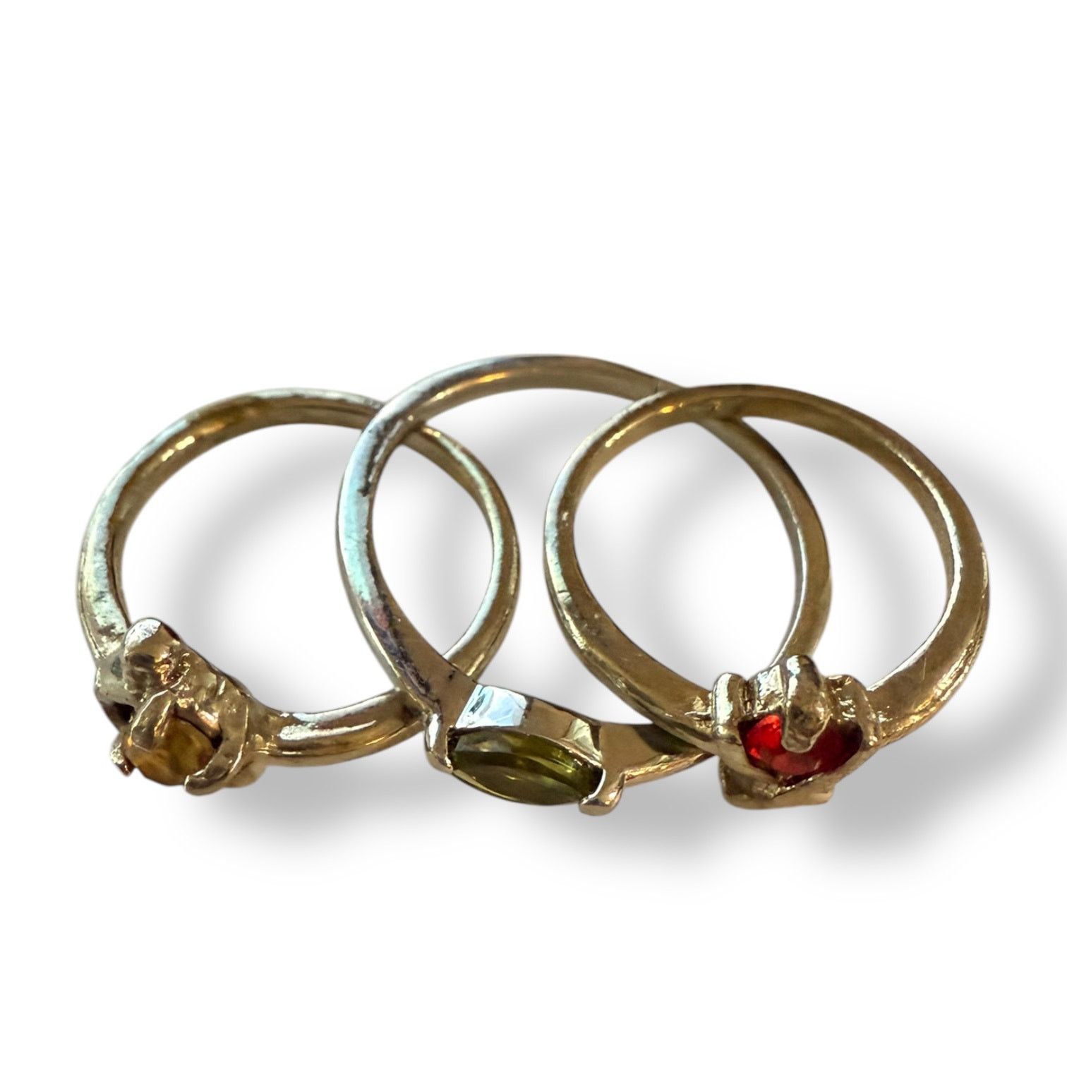 Other Silver 3 Multi Finger Ring Lot With Gemstones Size 5-9 Size ONE SIZE - 3 Thumbnail